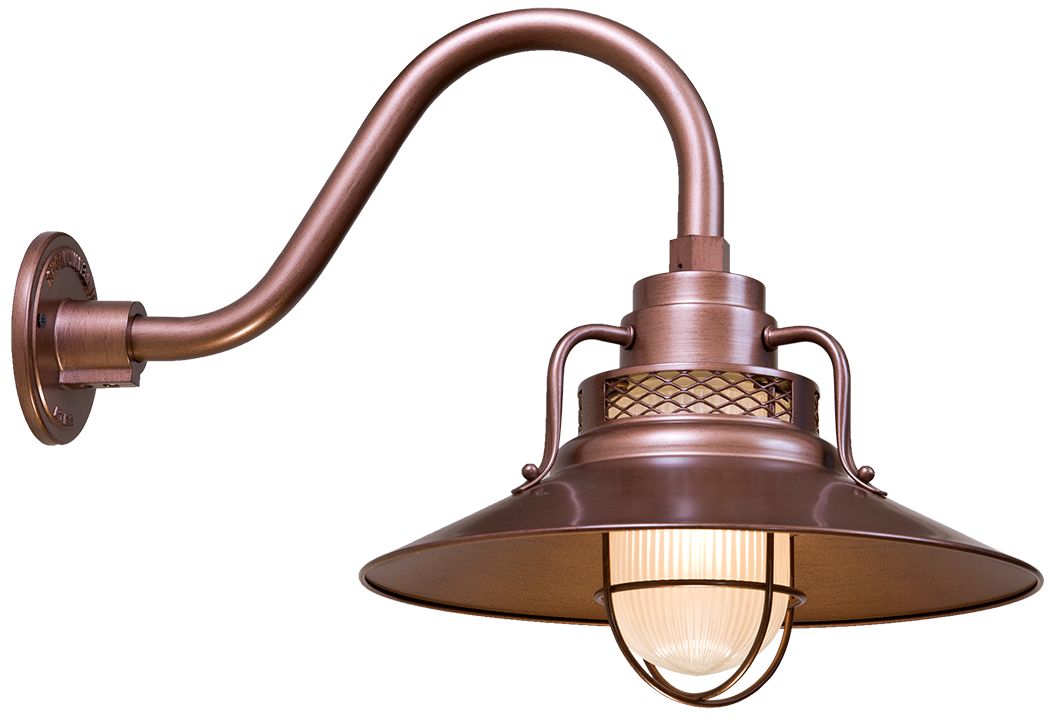 Millennium R Series 1-Light 14" Copper Stem Hung Railroad Shade