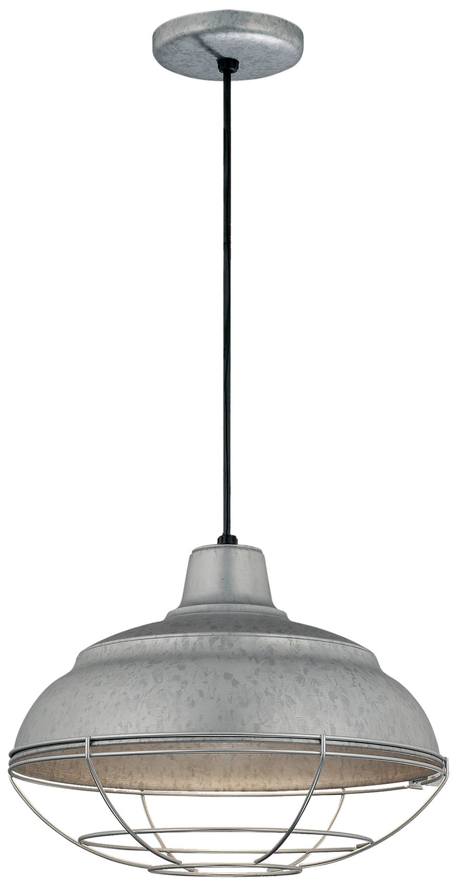 Image 2 Millennium R Series 1-Light 14" Galvanized Pendant Light with Shade