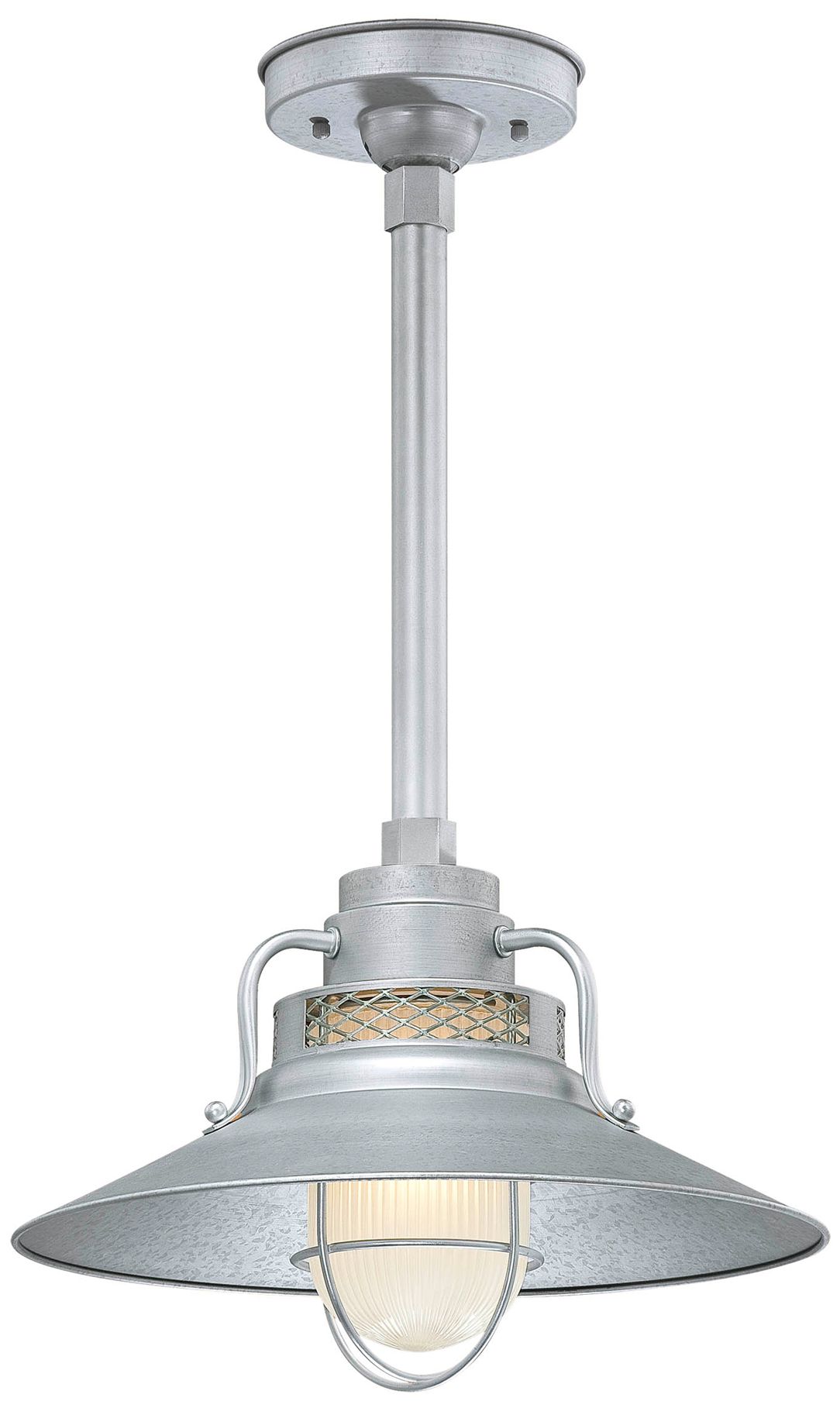 Millennium R Series 1-Light 14" Galvanized Stem Hung Railroad Shade