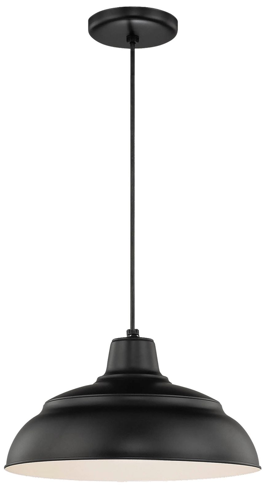 Millennium R Series 1-Light 14" Satin Black Pendant Light with Shade