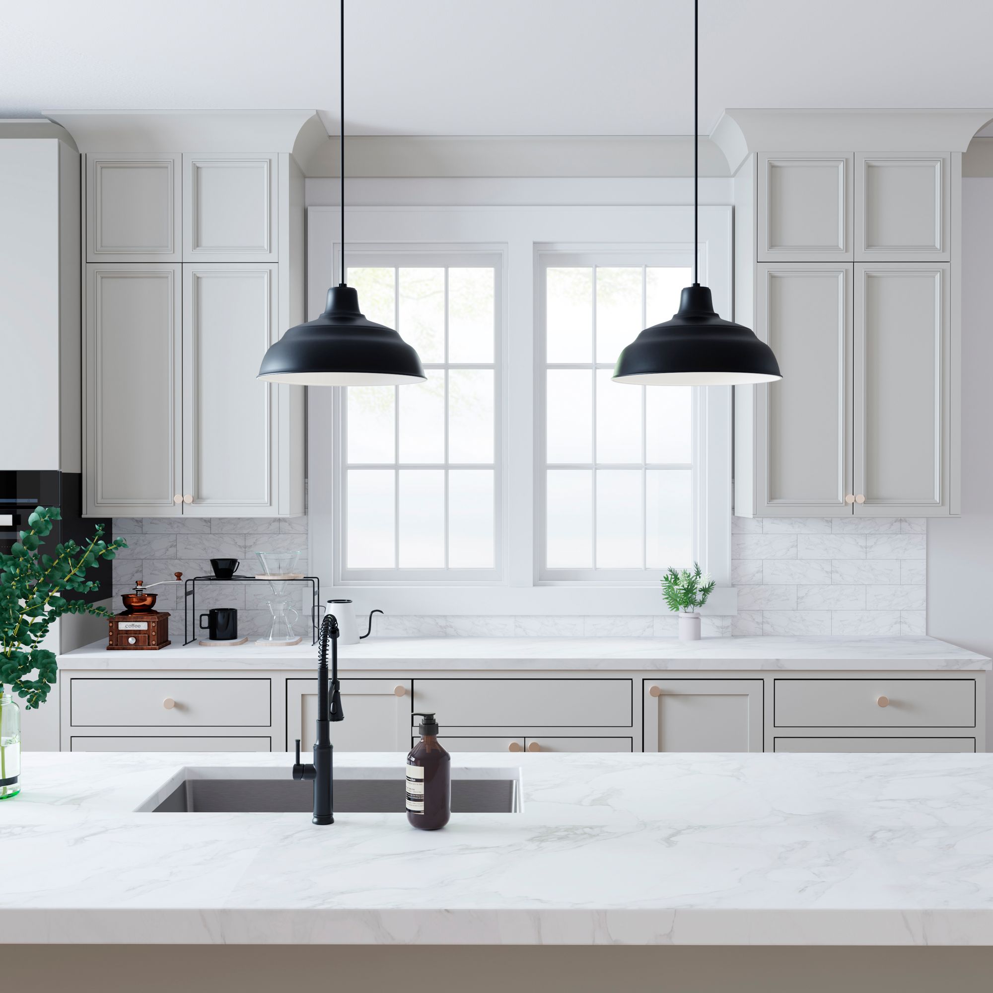 Image 7 Millennium R Series 1-Light 14" Satin Black Pendant Light with Shade more views