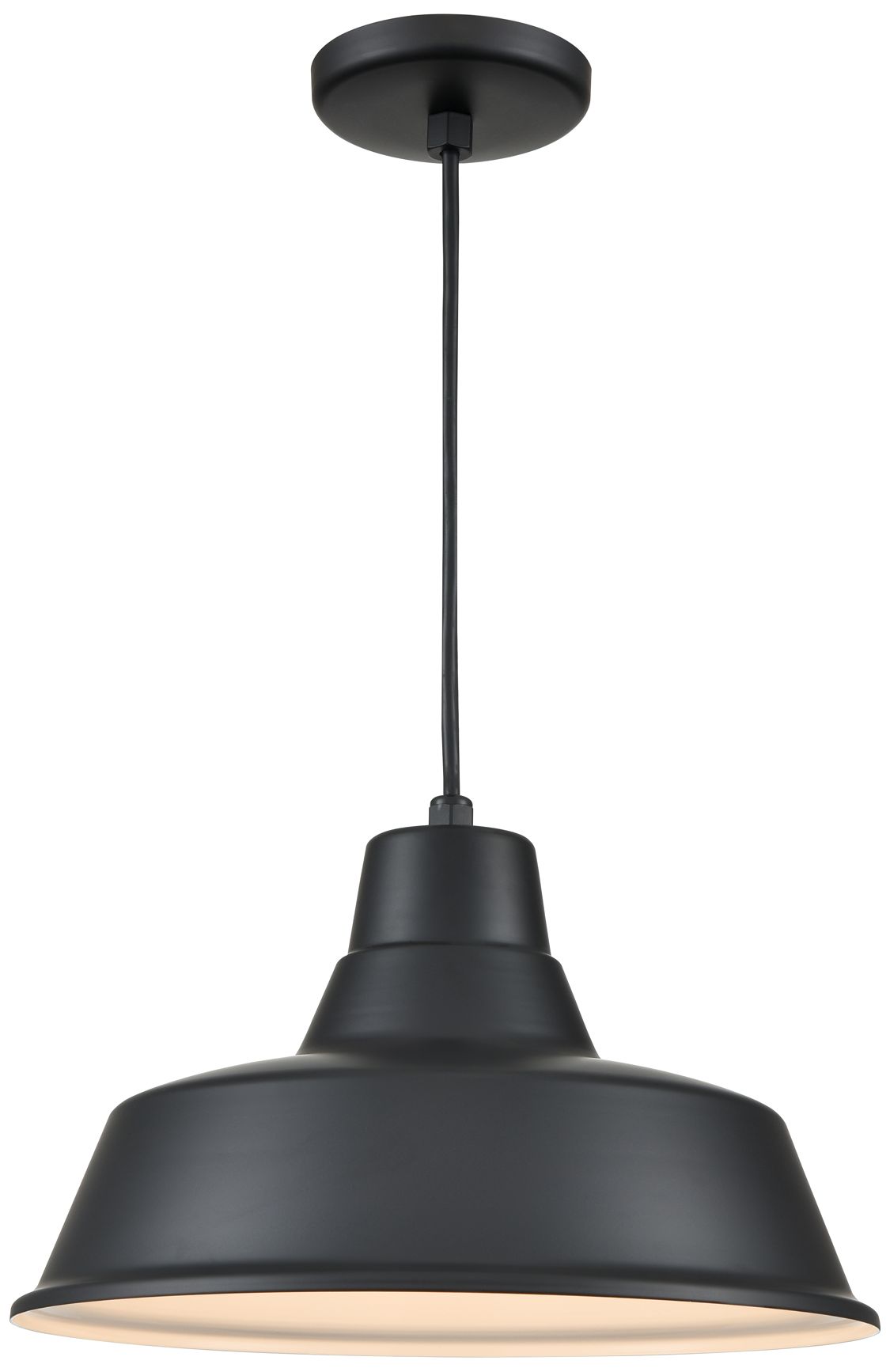 Millennium R Series 1-Light 14" Satin Black Warehouse Pendant with Shade