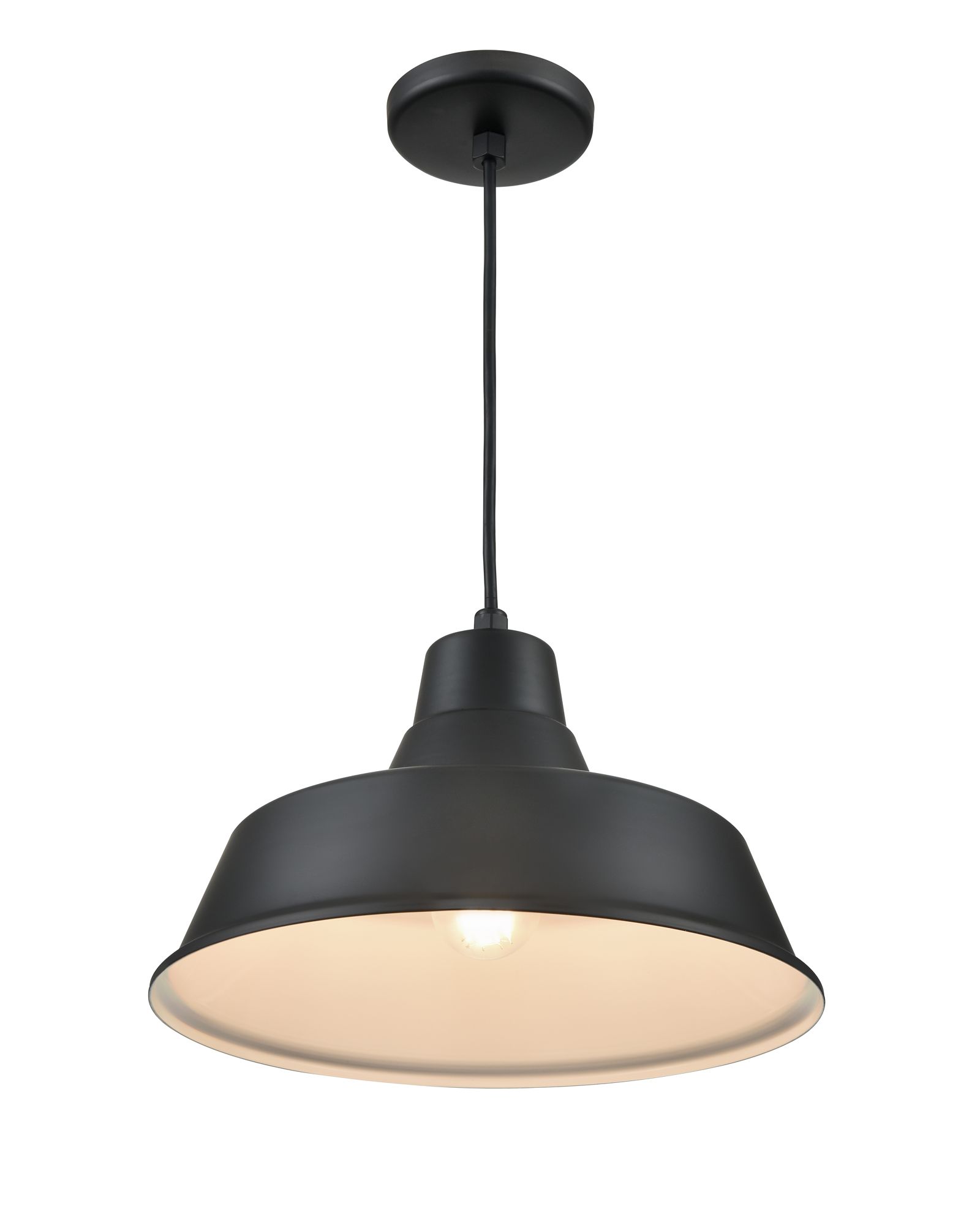 Image 2 Millennium R Series 1-Light 14" Satin Black Warehouse Pendant with Shade more views
