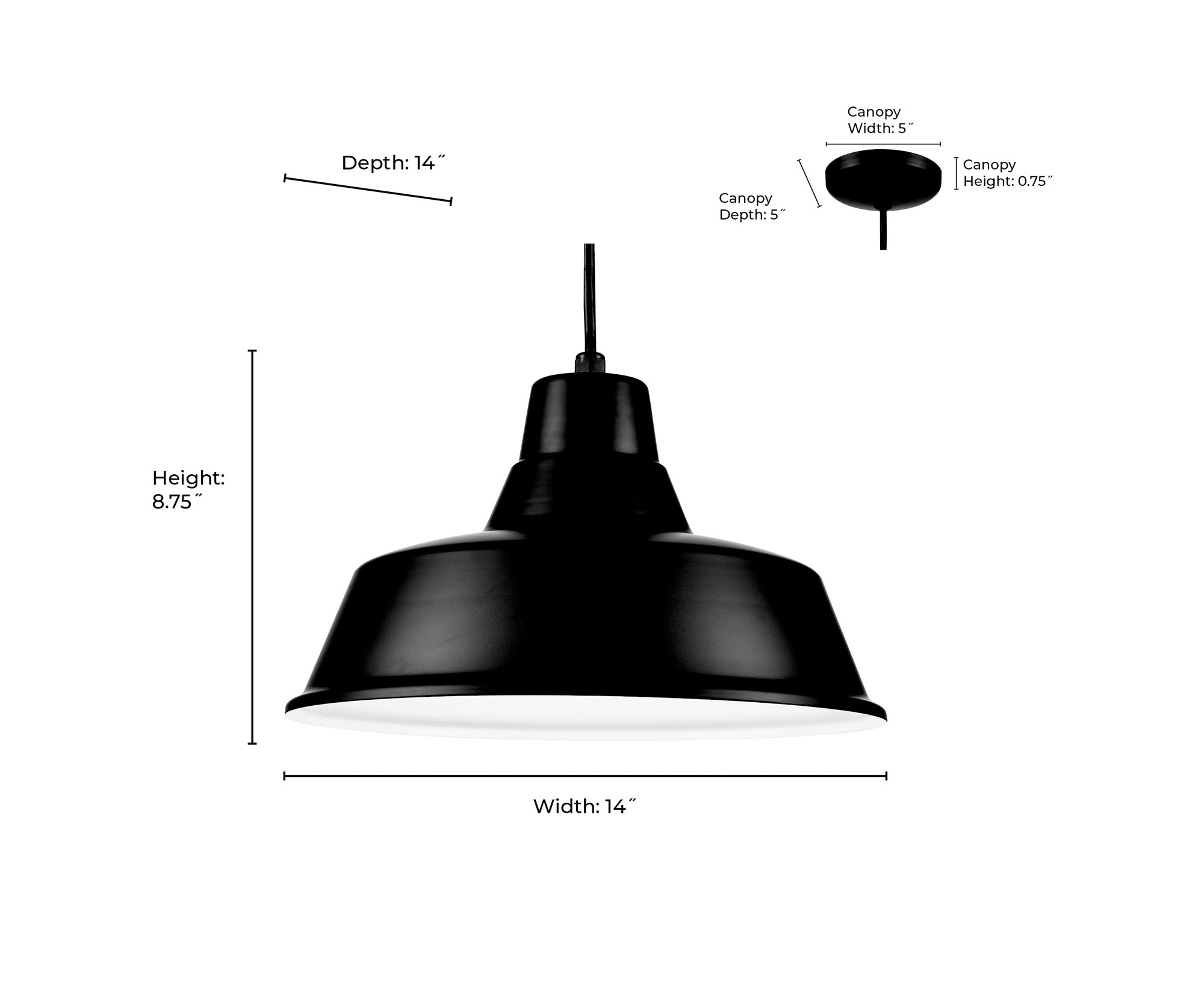 Image 7 Millennium R Series 1-Light 14" Satin Black Warehouse Pendant with Shade more views