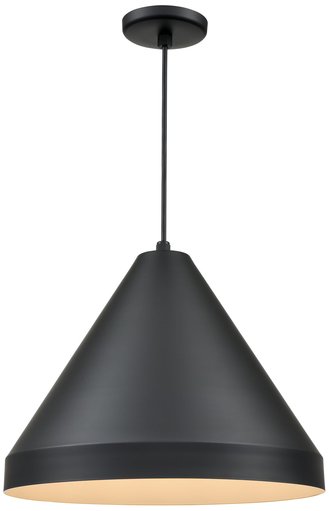 Millennium R Series 1-Light 17" Satin Black Cord Hung Cone with Shade