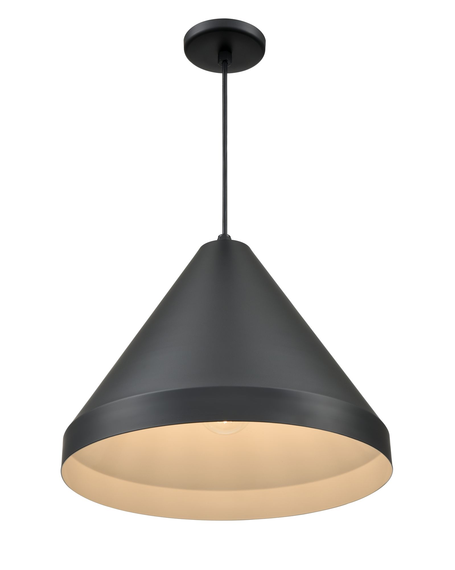 Image 4 Millennium R Series 1-Light 17" Satin Black Cord Hung Cone with Shade more views