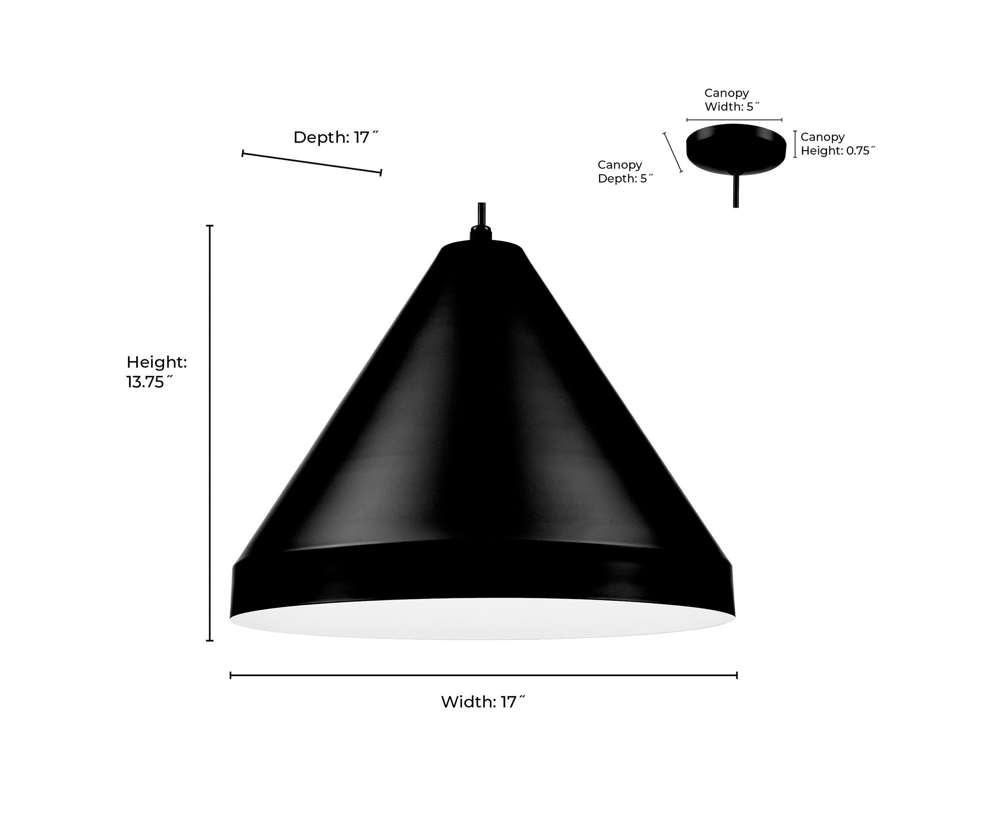 Image 6 Millennium R Series 1-Light 17" Satin Black Cord Hung Cone with Shade more views
