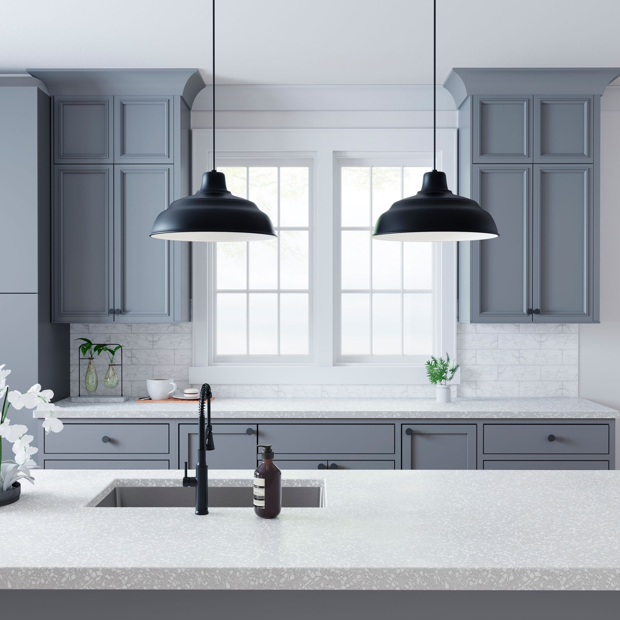 Image 6 Millennium R Series 1-Light 17" Satin Black Pendant Light with Shade more views