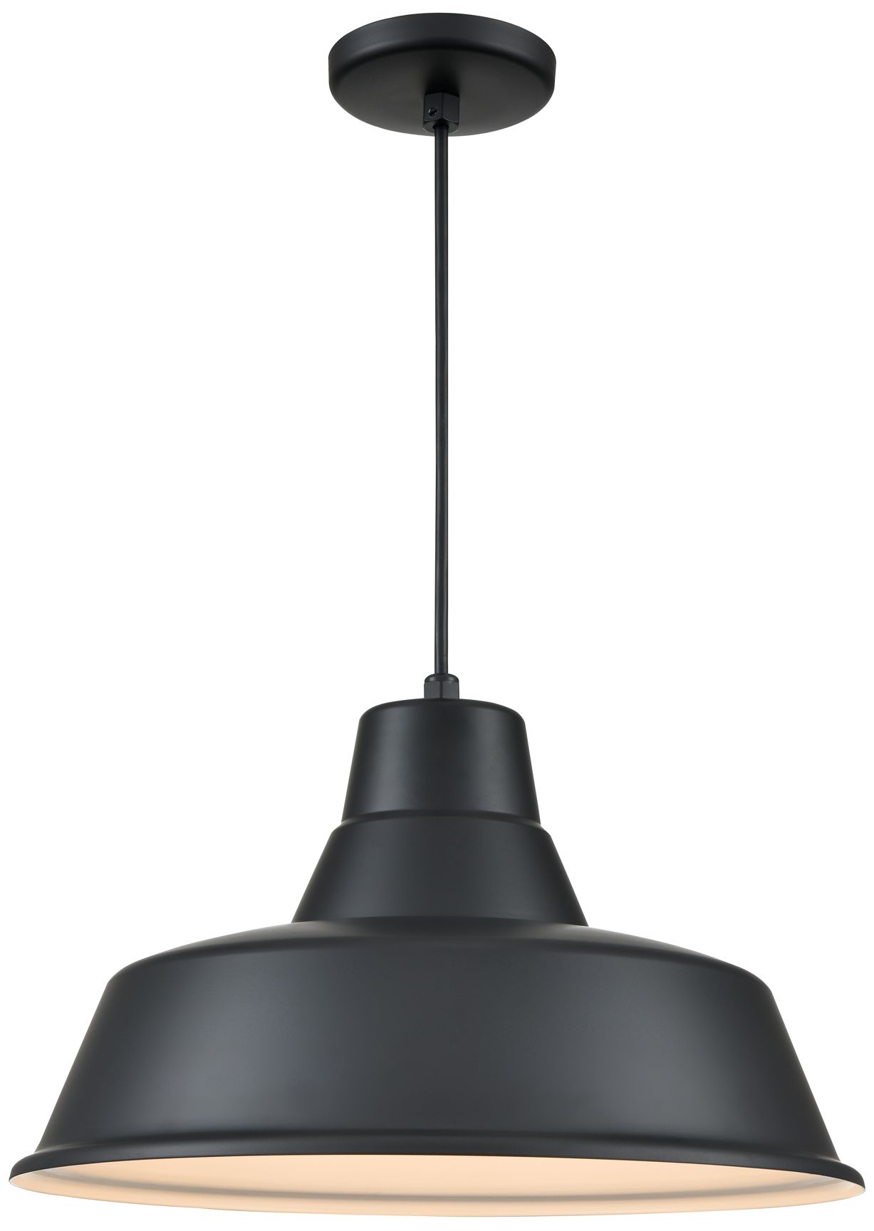 Millennium R Series 1-Light 17" Satin Black Warehouse Pendant with Shade