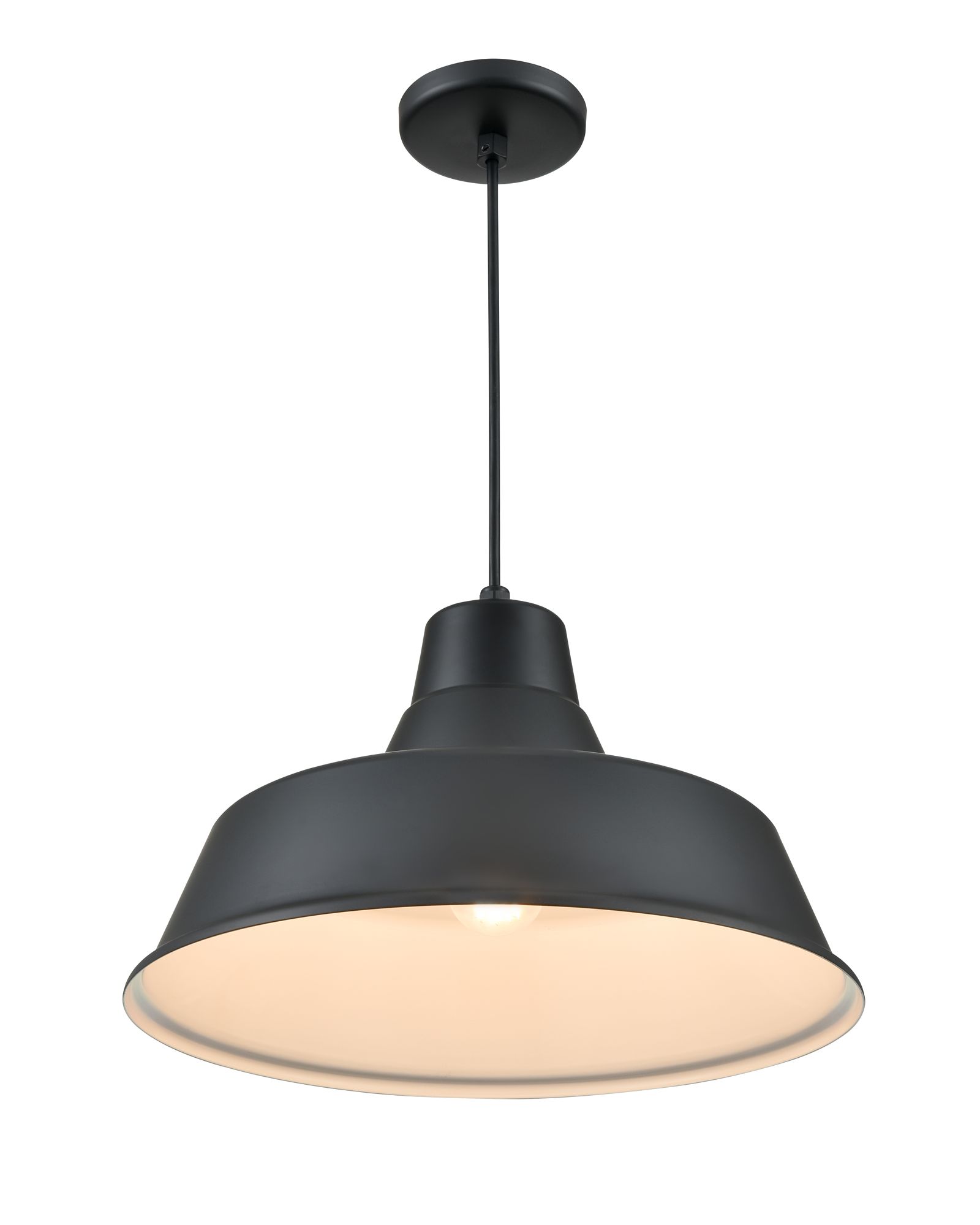 Image 4 Millennium R Series 1-Light 17" Satin Black Warehouse Pendant with Shade more views
