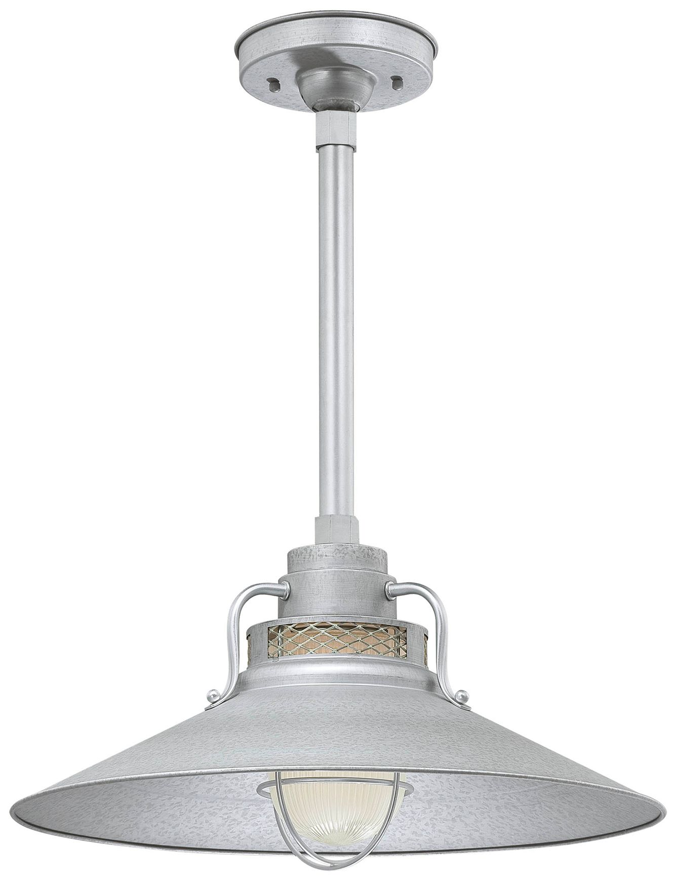 Millennium R Series 1-Light 18" Galvanized Stem Hung Railroad Shade