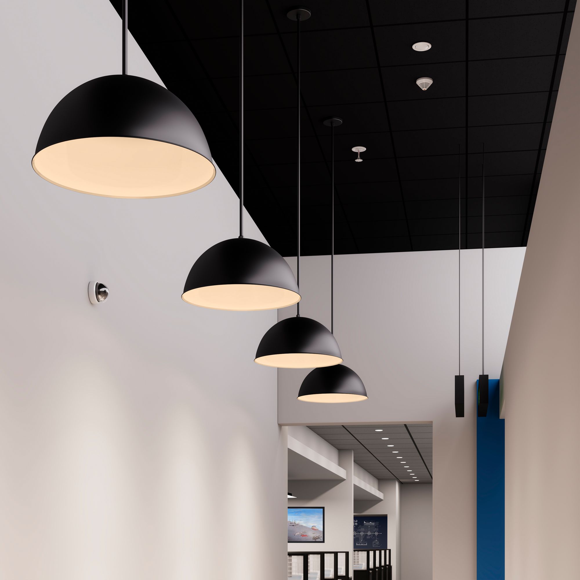 Image 7 Millennium R Series 1-Light 18" Satin Black Pendant Light with Shade more views