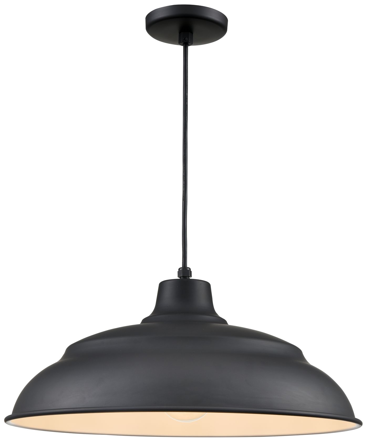 Millennium R Series 1-Light 20" Satin Black Warehouse Pendant with Shade