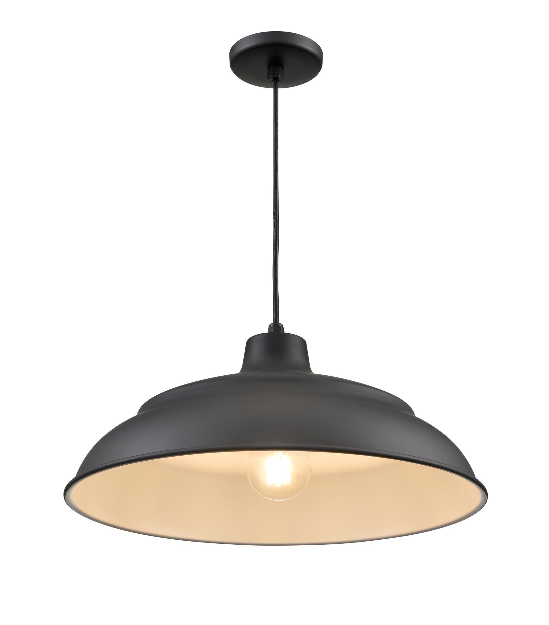 Image 3 Millennium R Series 1-Light 20" Satin Black Warehouse Pendant with Shade more views