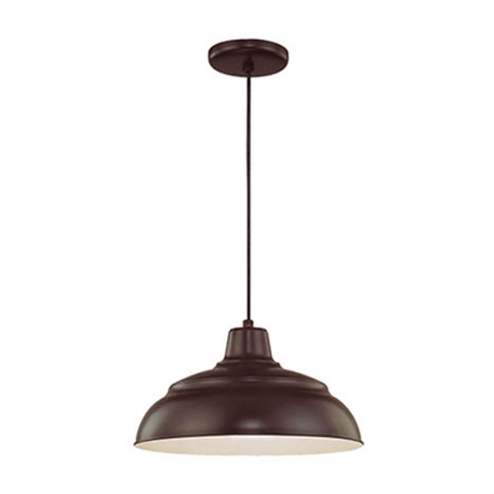 Image 2 Millennium R Series 1-Lt 14" Architectural Bronze Pendant Light with Shade more views