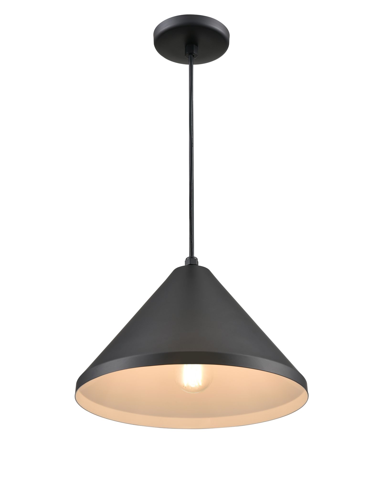 Image 2 Millennium R Series Cord Hung Wide Cone Pendant in Satin Black more views