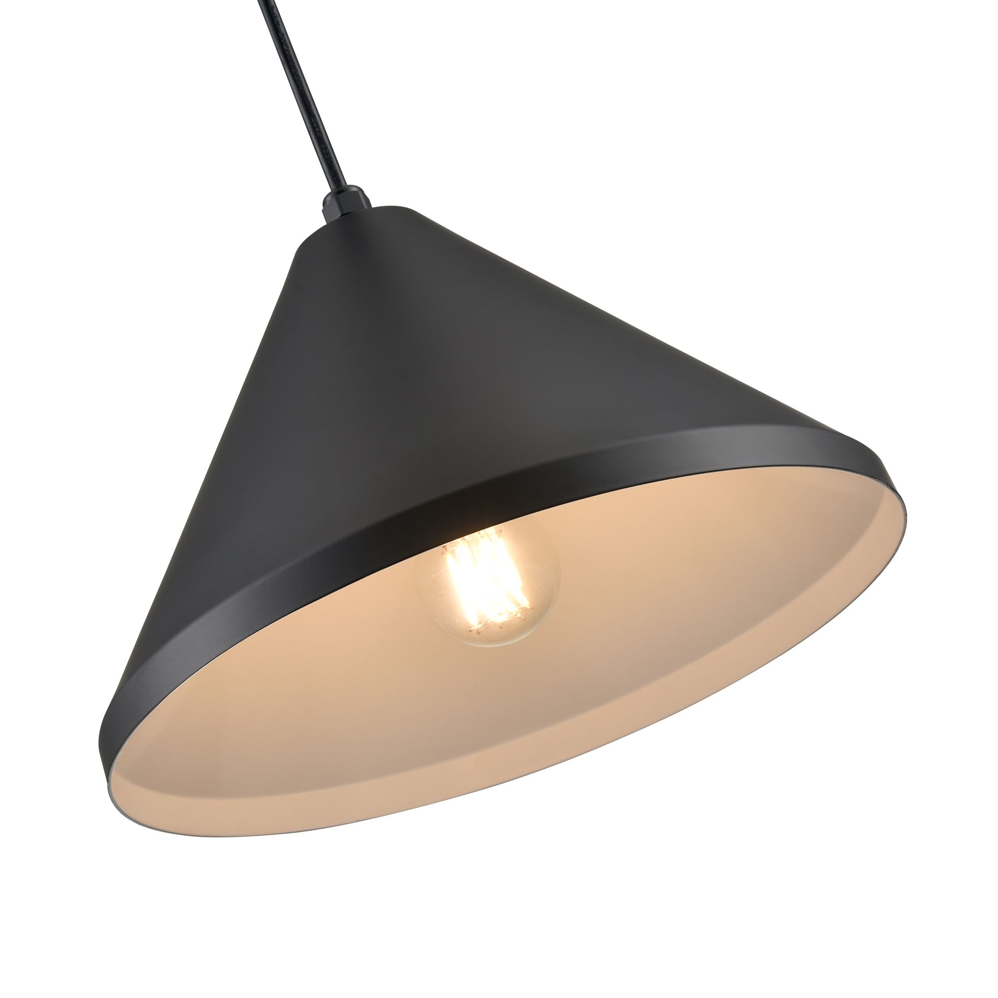 Image 4 Millennium R Series Cord Hung Wide Cone Pendant in Satin Black more views