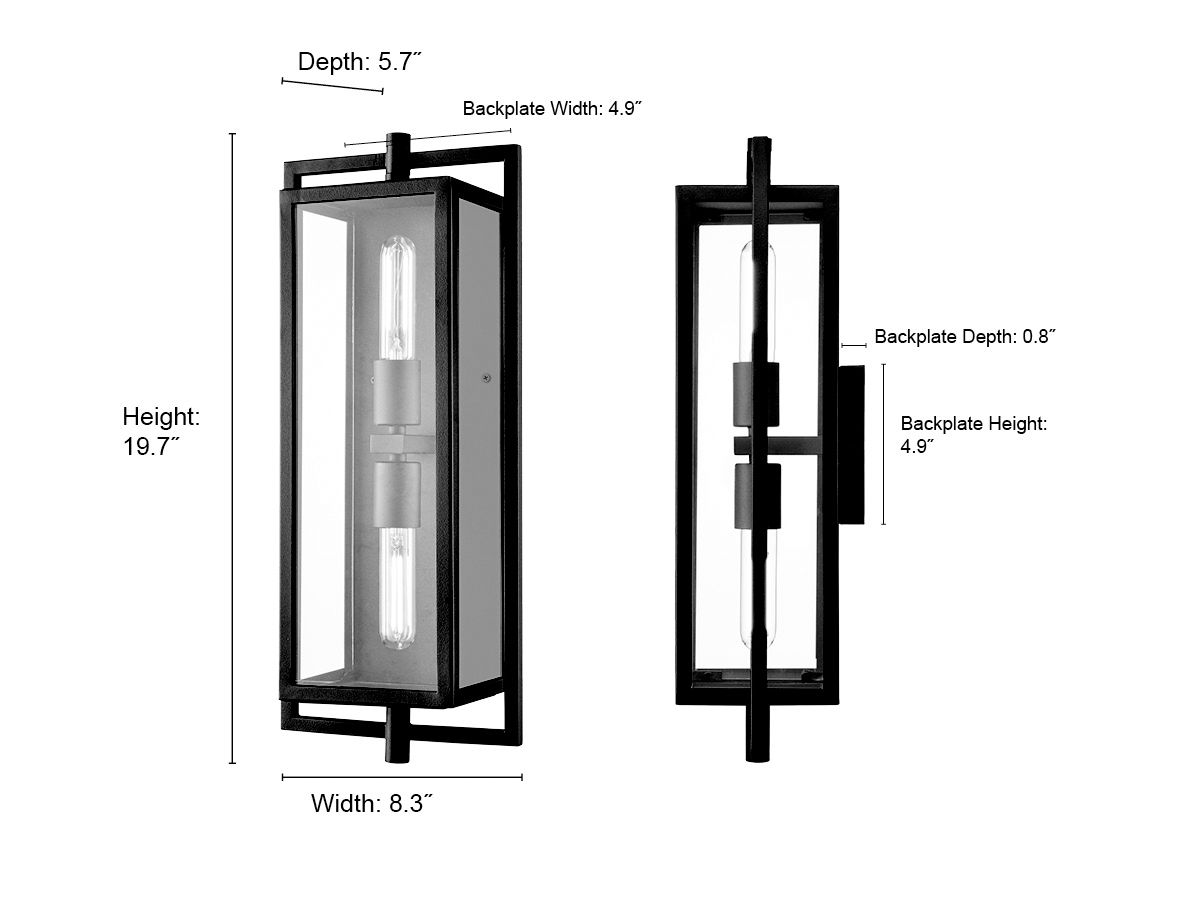 Image 7 Millennium Rankin 2-Light 19.7" Textured Black Outdoor Wall Sconce more views
