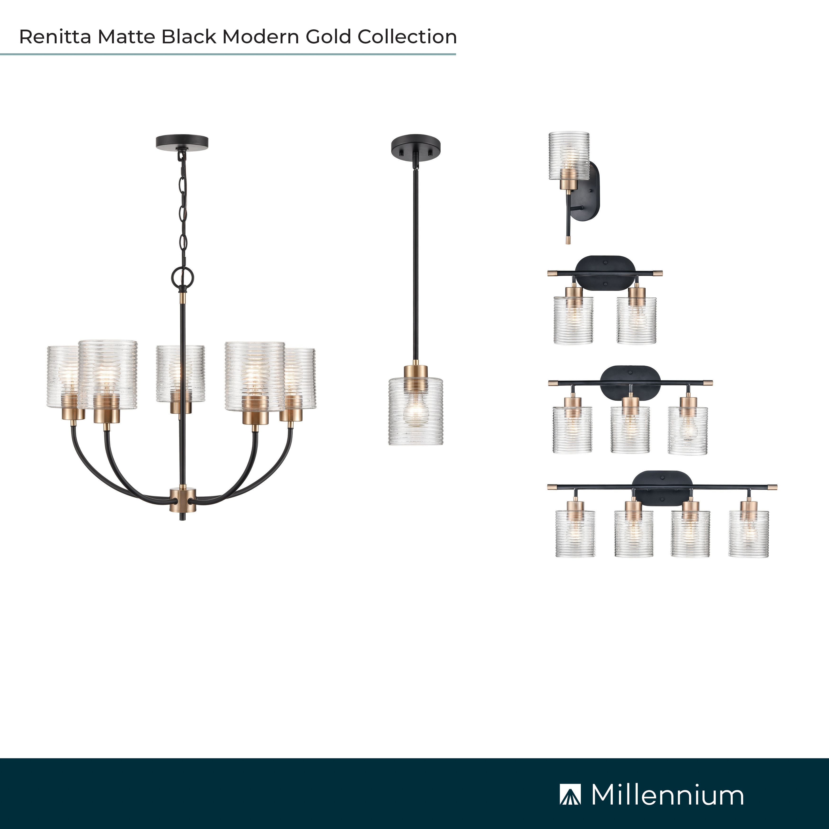 Image 7 Millennium Renitta 1-Light 5" Matte Black/Modern Gold Mini Pendant more views