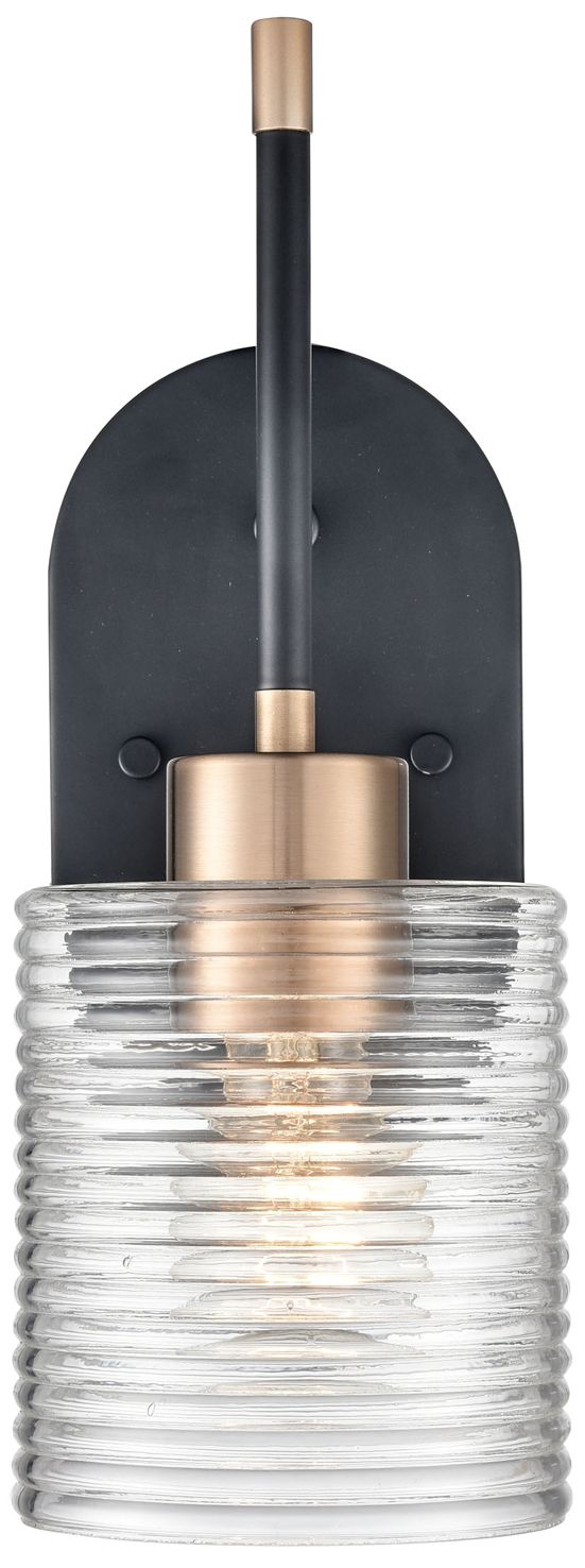 Millennium Renitta 1-Lt 5" Matte Black/Modern Gold Wall Sconce with Shade