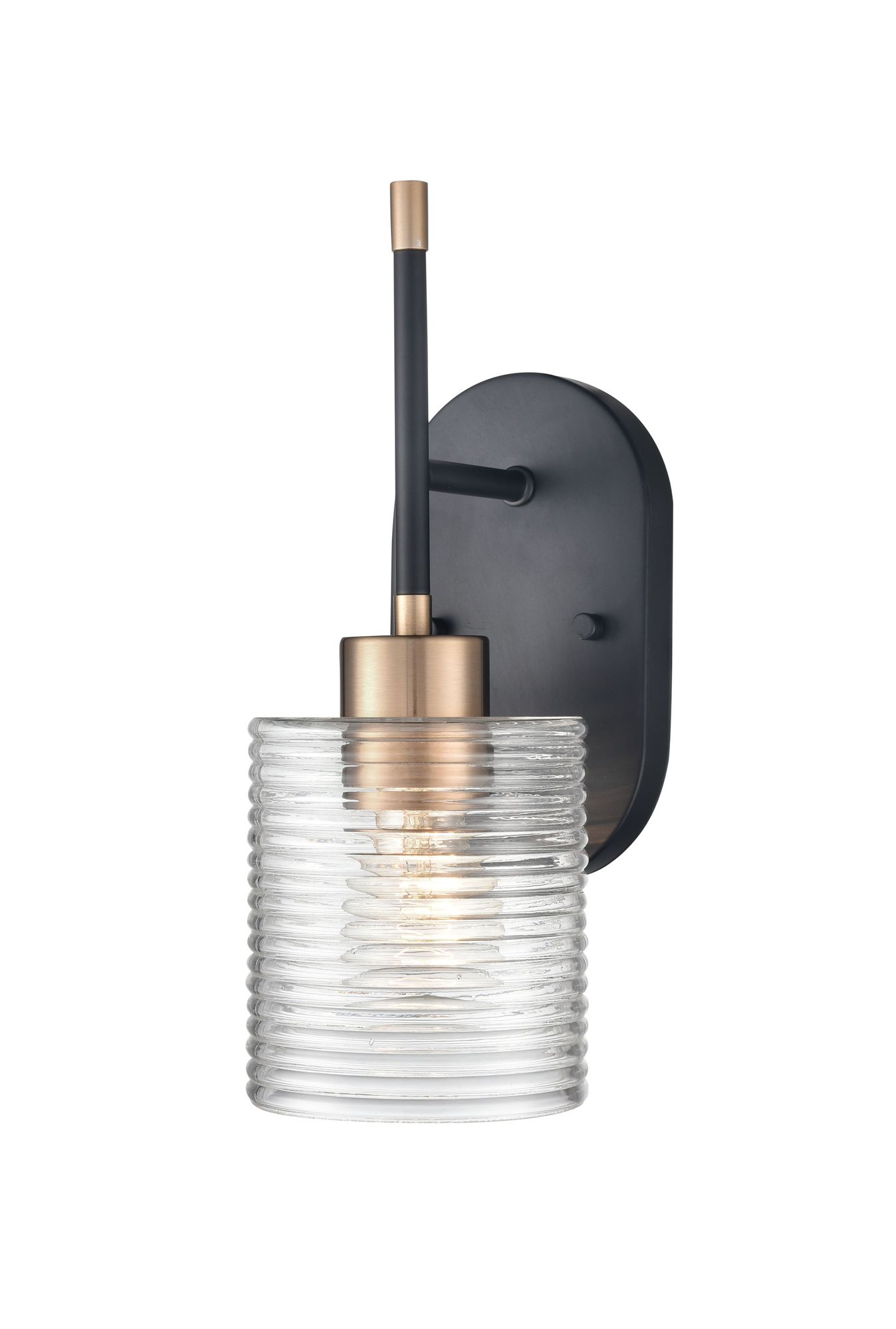 Image 2 Millennium Renitta 1-Lt 5" Matte Black/Modern Gold Wall Sconce with Shade more views