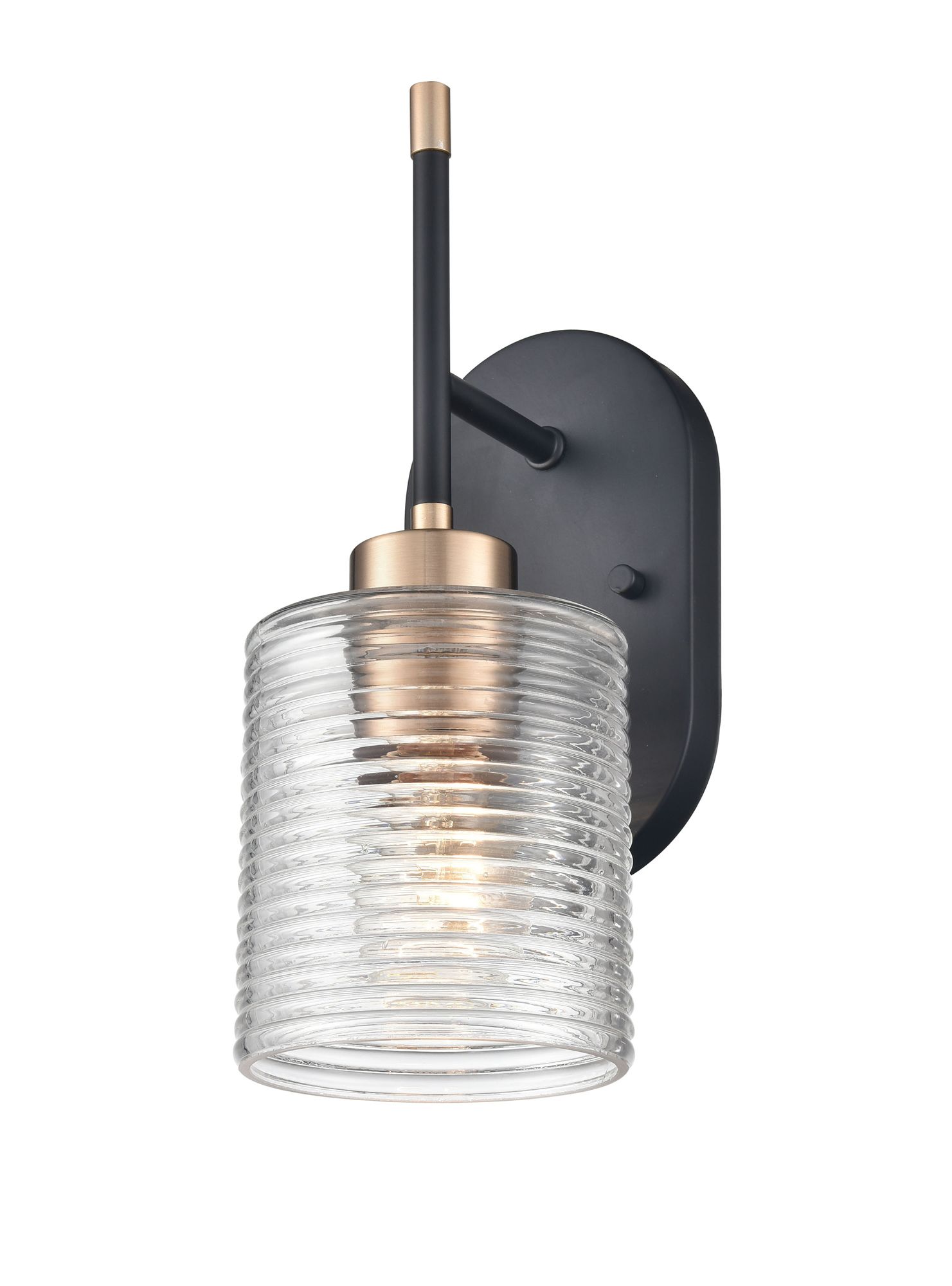 Image 4 Millennium Renitta 1-Lt 5" Matte Black/Modern Gold Wall Sconce with Shade more views