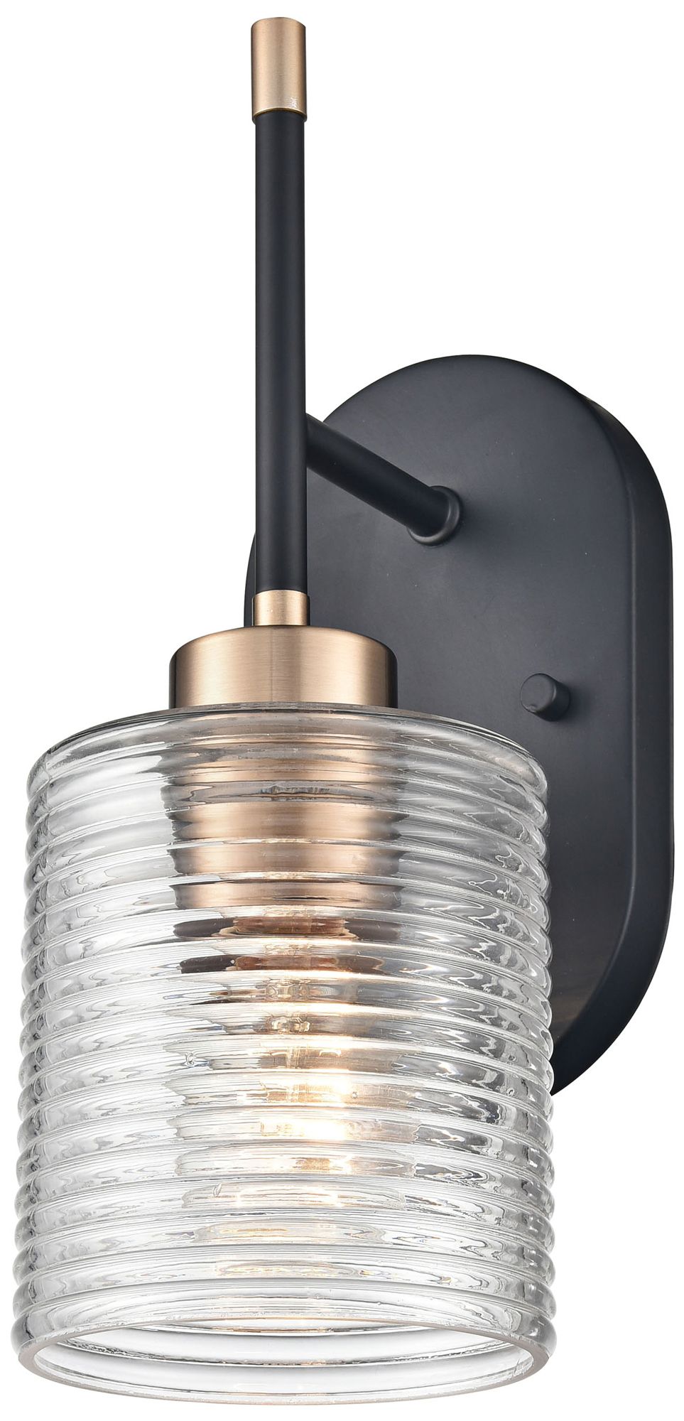 Image 5 Millennium Renitta 1-Lt 5" Matte Black/Modern Gold Wall Sconce with Shade more views