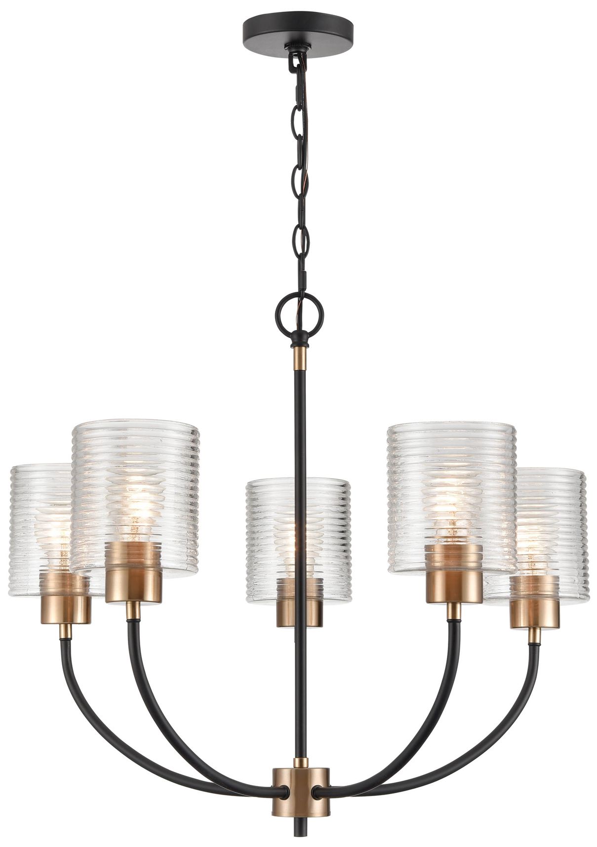 Image 3 Millennium Renitta 5-Lt 26" Matte Black/Modern Gold Chandelier with Shade more views
