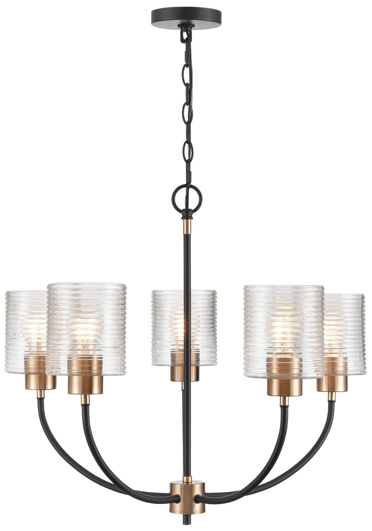 Image 4 Millennium Renitta 5-Lt 26" Matte Black/Modern Gold Chandelier with Shade more views