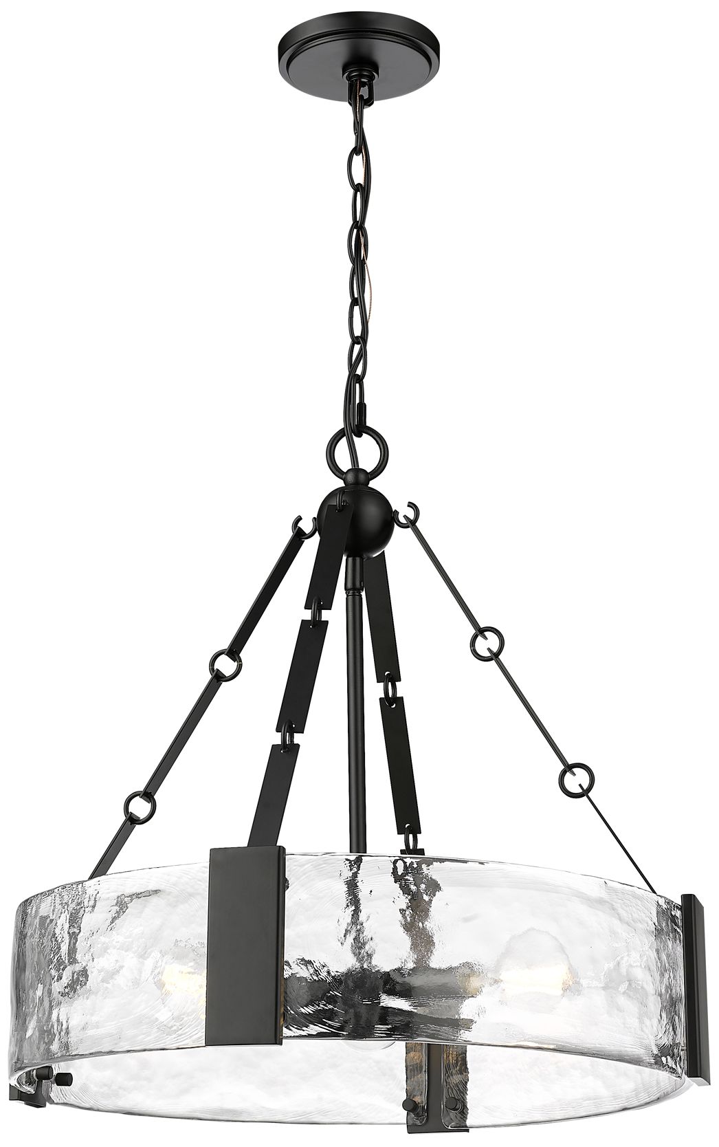 Millennium Rezi 3-Light 20.25" Matte Black Pendant with Glass Shade