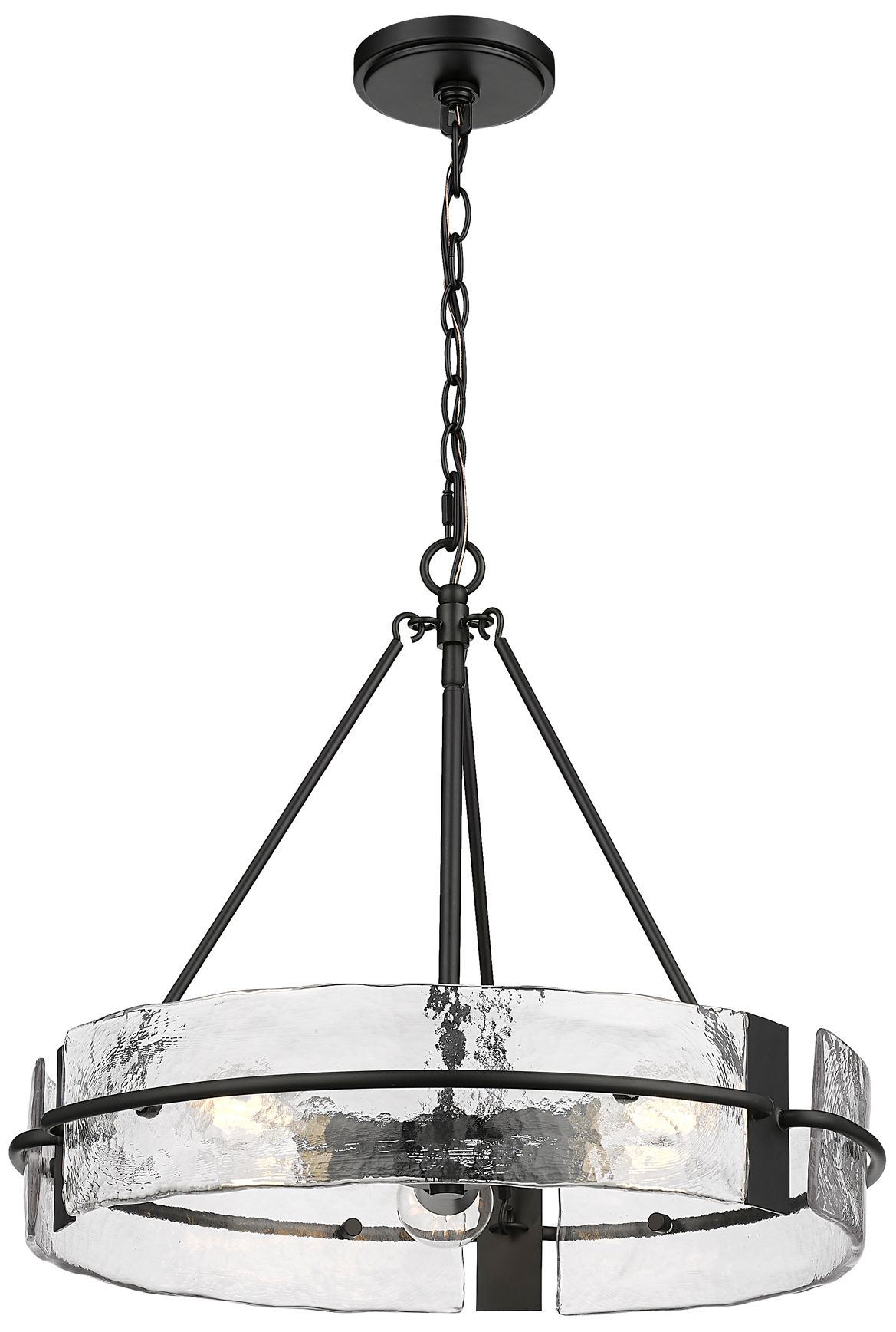 Millennium Rezi 3-Light 20" Matte Black Pendant with Glass Shade