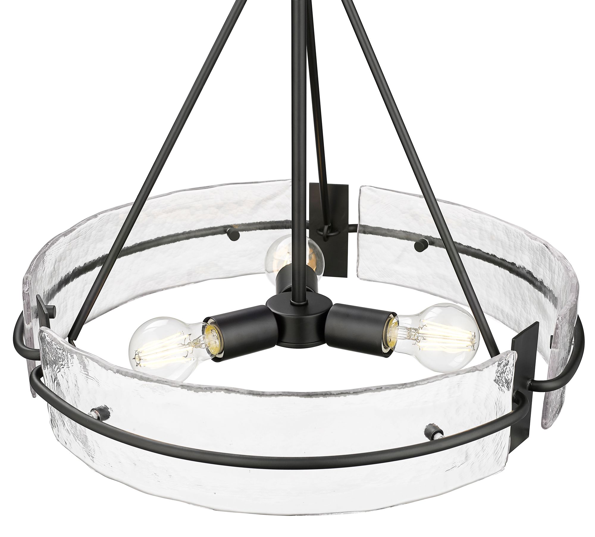 Image 4 Millennium Rezi 3-Light 20" Matte Black Pendant with Glass Shade more views