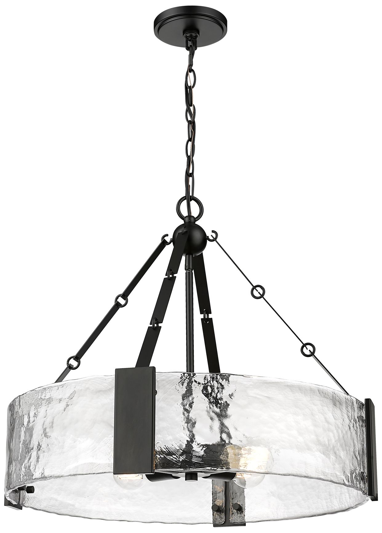 Millennium Rezi 4-Light 24.25" Matte Black Pendant with Glass Shade