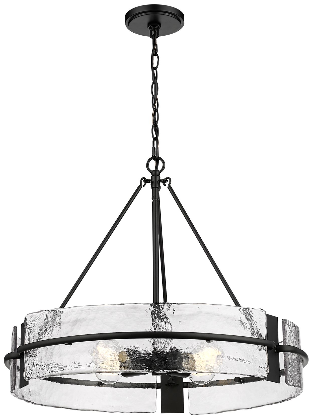 Millennium Rezi 4-Light 24" Matte Black Pendant with Glass Shade