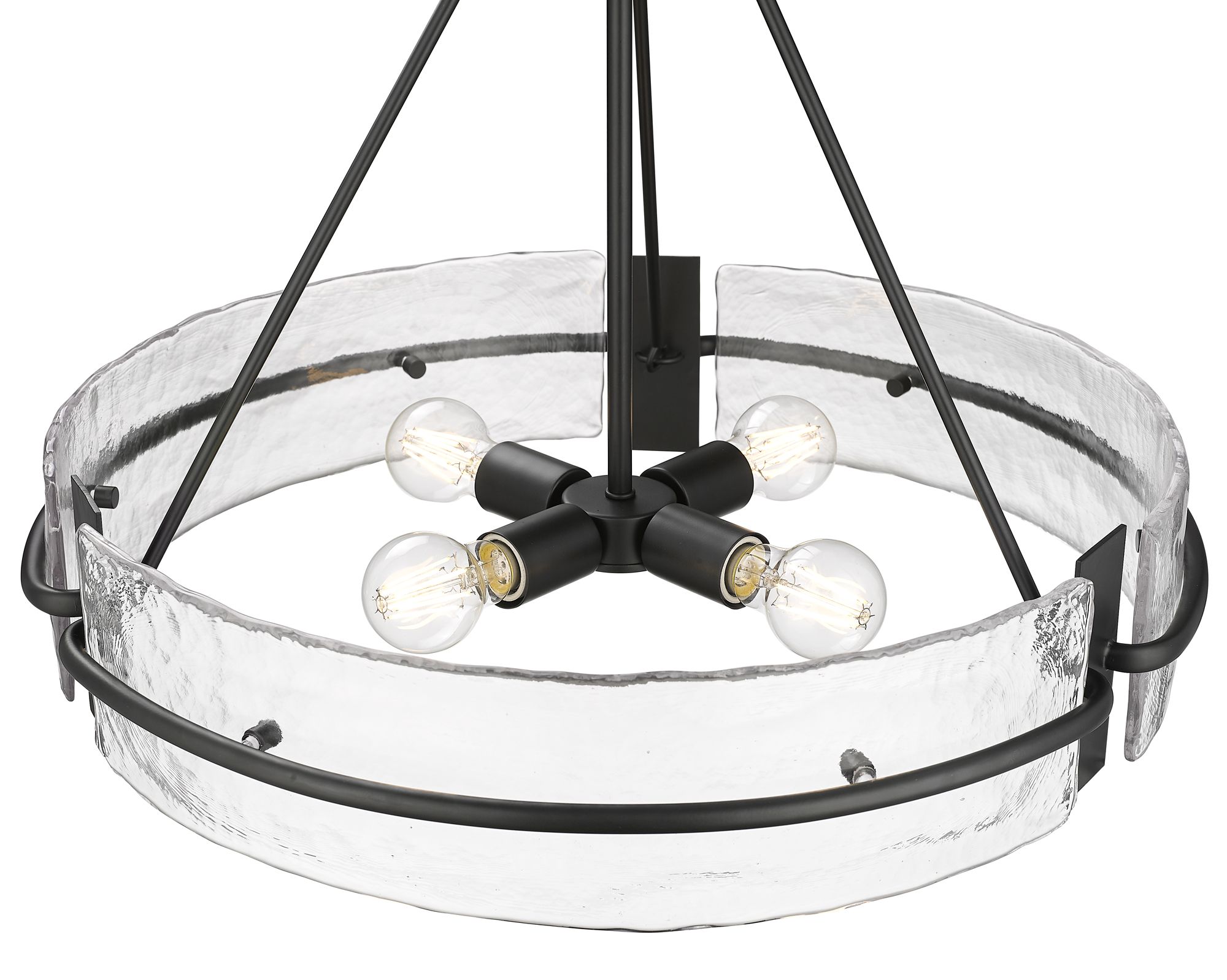 Image 4 Millennium Rezi 4-Light 24" Matte Black Pendant with Glass Shade more views