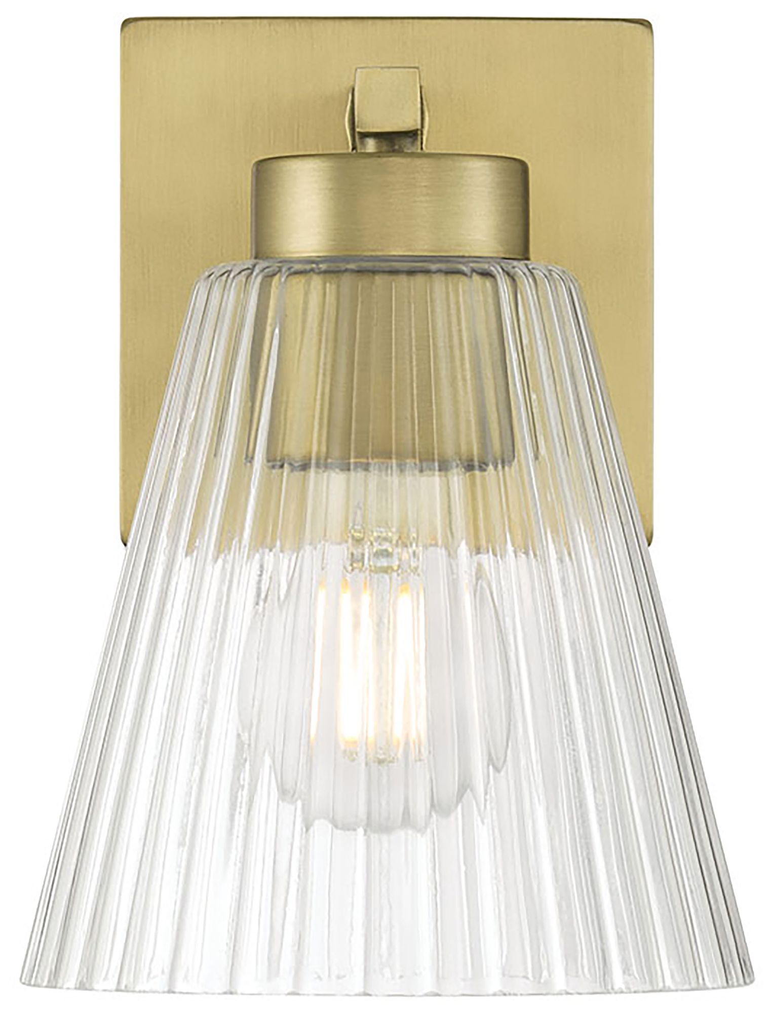 Image 2 Millennium Riville 1-Light 5.75" Vintage Brass Wall Sconce with Glass Shade more views