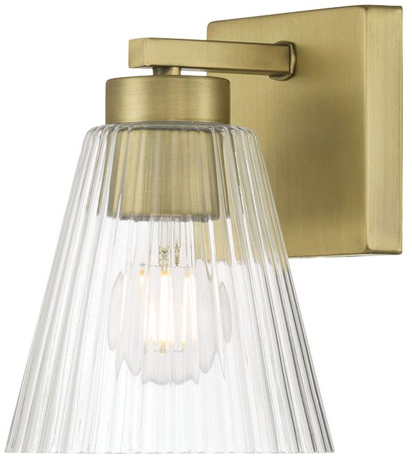 Image 3 Millennium Riville 1-Light 5.75" Vintage Brass Wall Sconce with Glass Shade more views