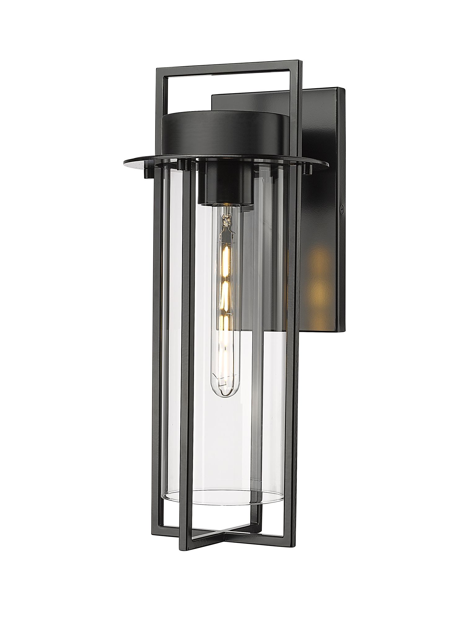 Thumbnail3 of Millennium Russell 1-Light 18.75" Powder Coated Black Outdoor Wall Sconce more views