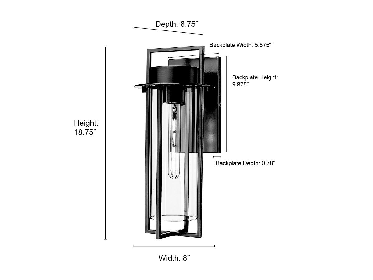 Millennium Russell 1-Light 18.75" Powder Coated Black Outdoor Wall Sconce