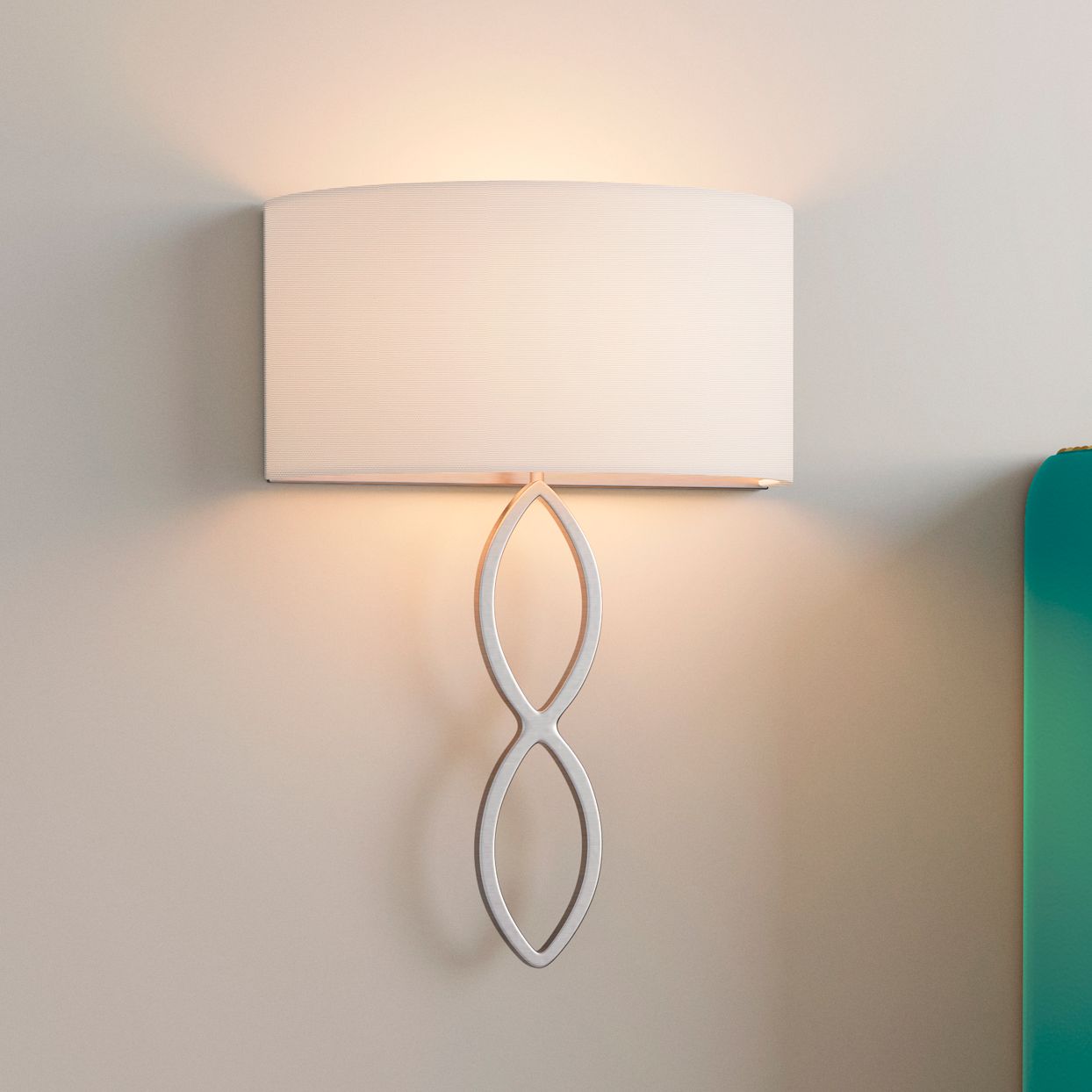 Thumbnail1 of Millennium Rylee 1-Light 12.8" Brushed Nickel Wall Sconce with Fabric Shade