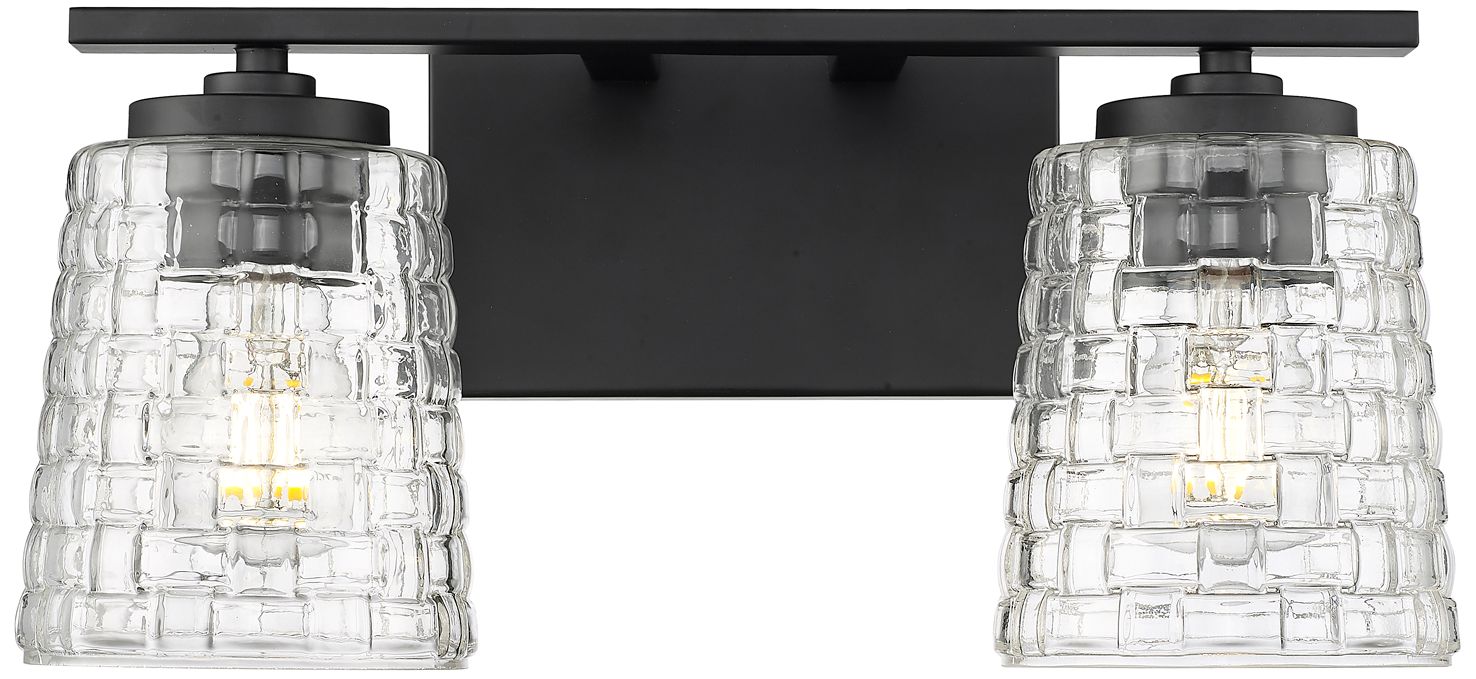 Image 2 Millennium Saben 2-Light 15" Matte Black Vanity Light with Glass Shade