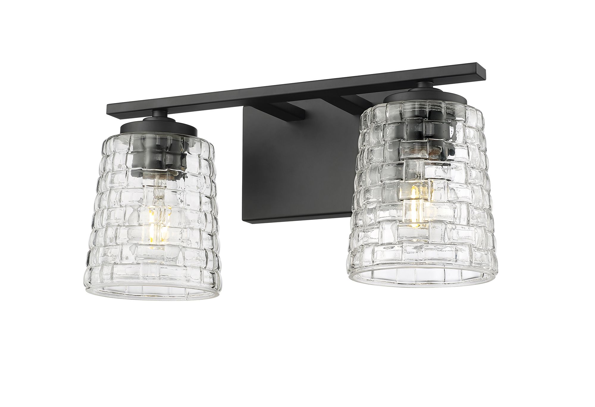 Image 4 Millennium Saben 2-Light 15" Matte Black Vanity Light with Glass Shade more views