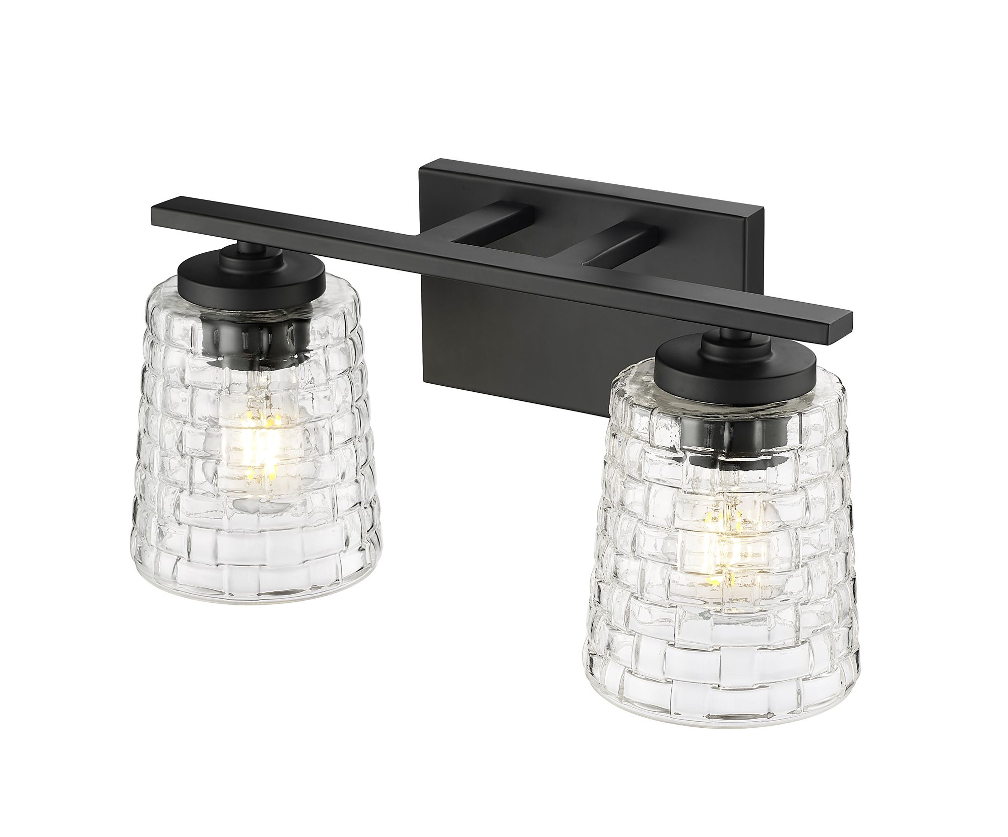 Image 5 Millennium Saben 2-Light 15" Matte Black Vanity Light with Glass Shade more views