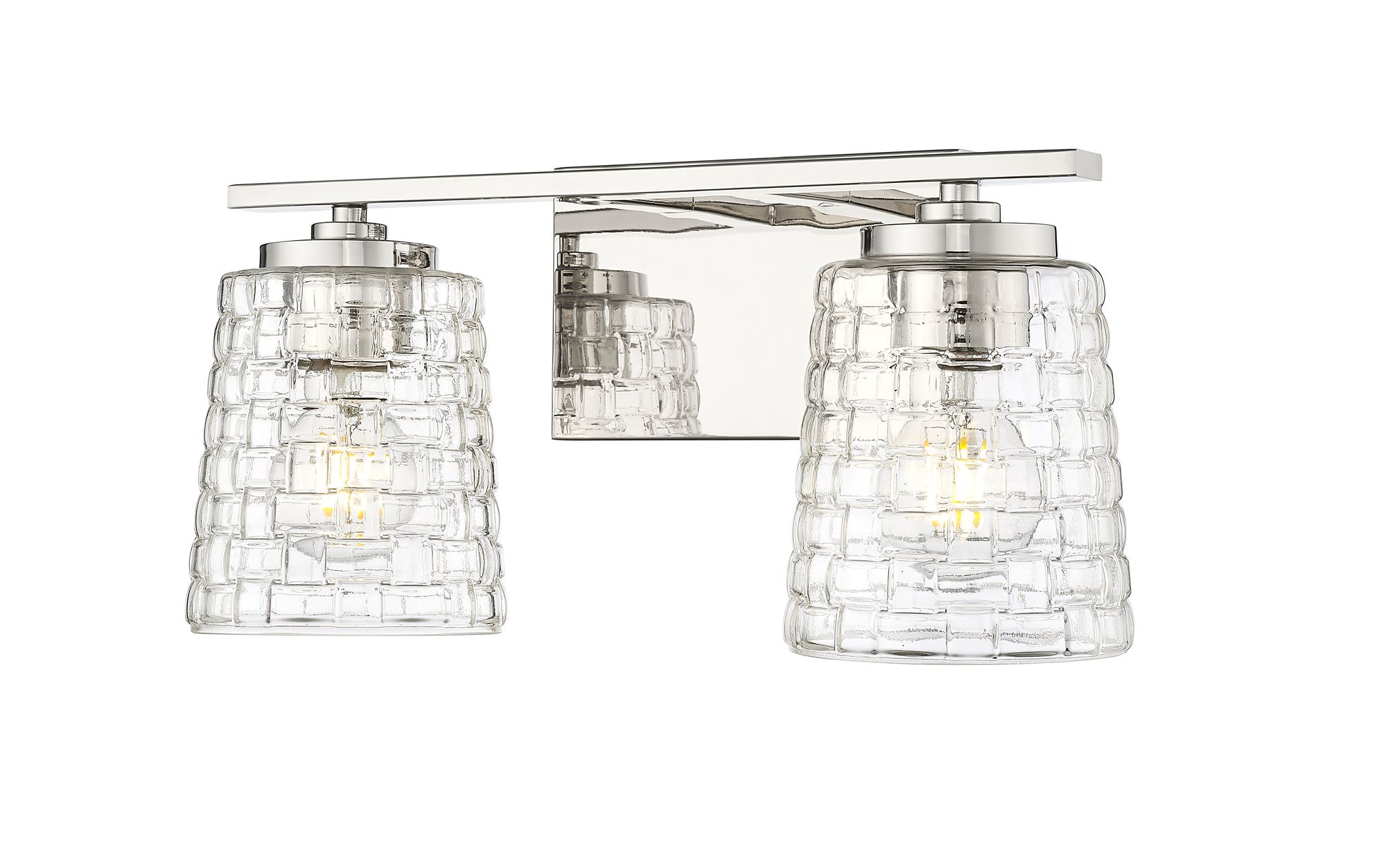 Image 2 Millennium Saben 2-Light 15" Polished Nickel Vanity Light with Glass Shade more views