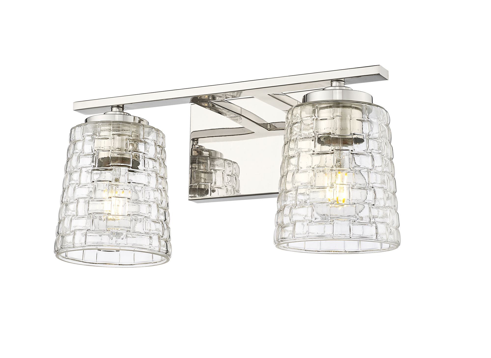 Image 3 Millennium Saben 2-Light 15" Polished Nickel Vanity Light with Glass Shade more views