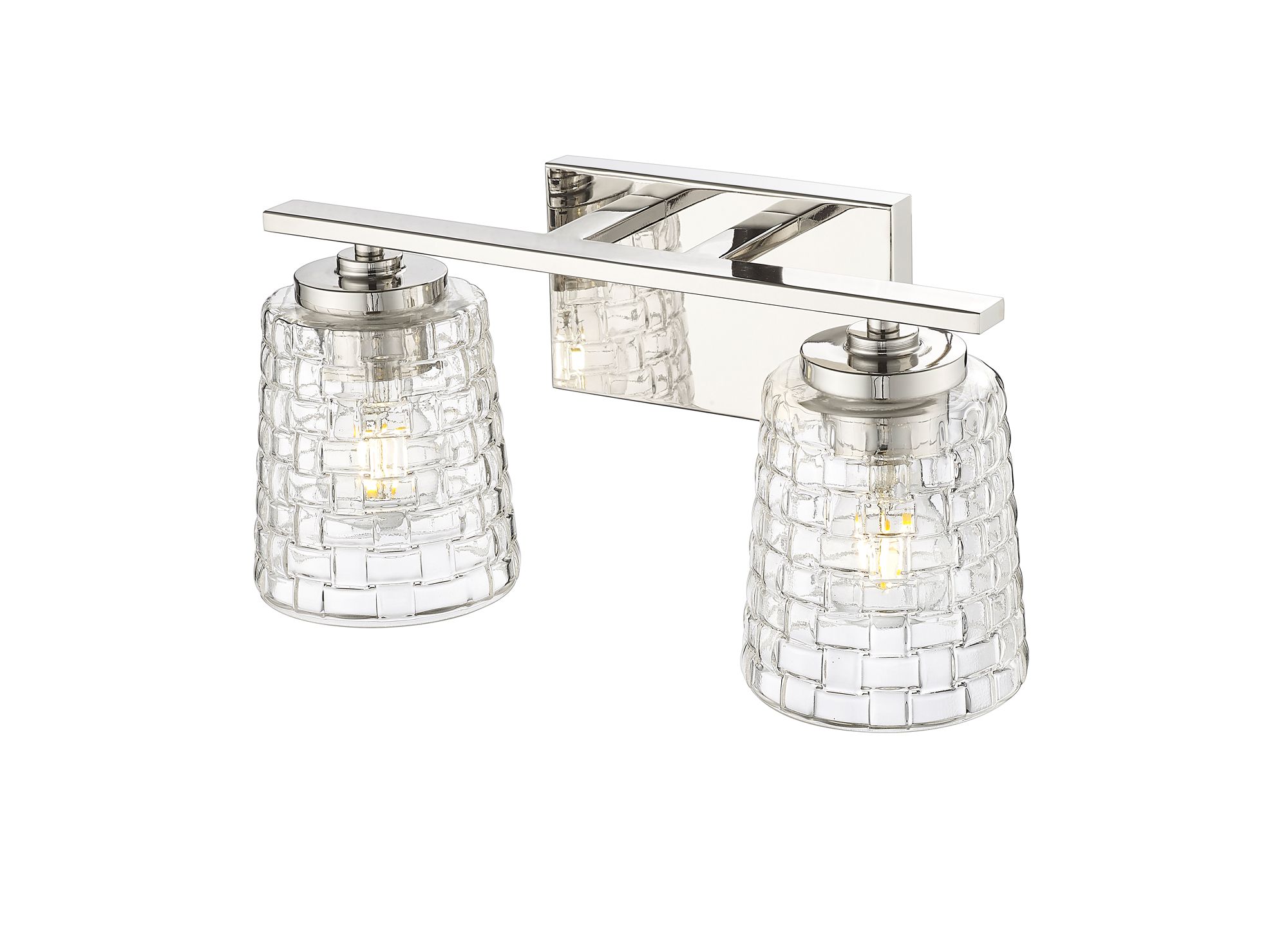 Image 4 Millennium Saben 2-Light 15" Polished Nickel Vanity Light with Glass Shade more views