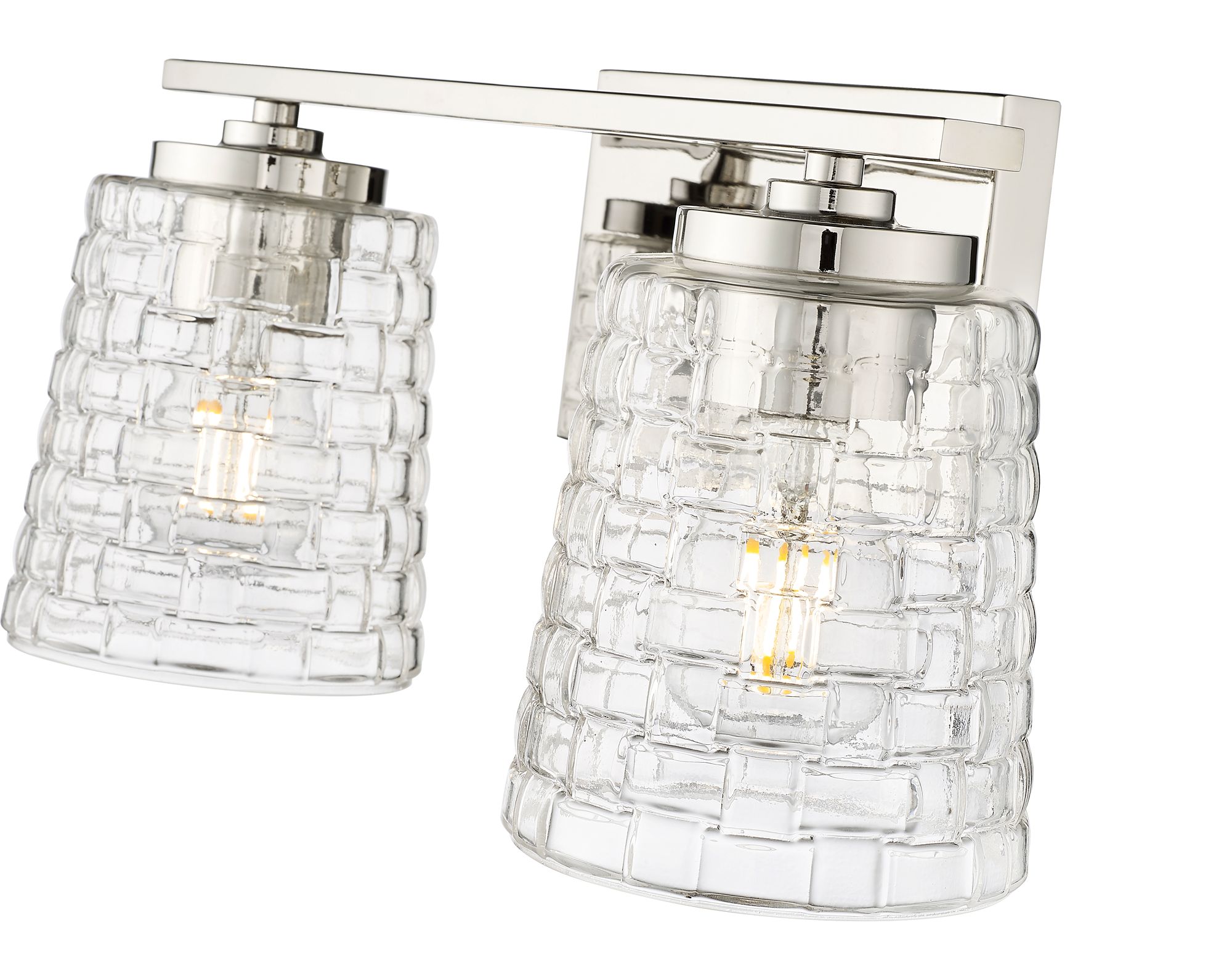 Image 5 Millennium Saben 2-Light 15" Polished Nickel Vanity Light with Glass Shade more views