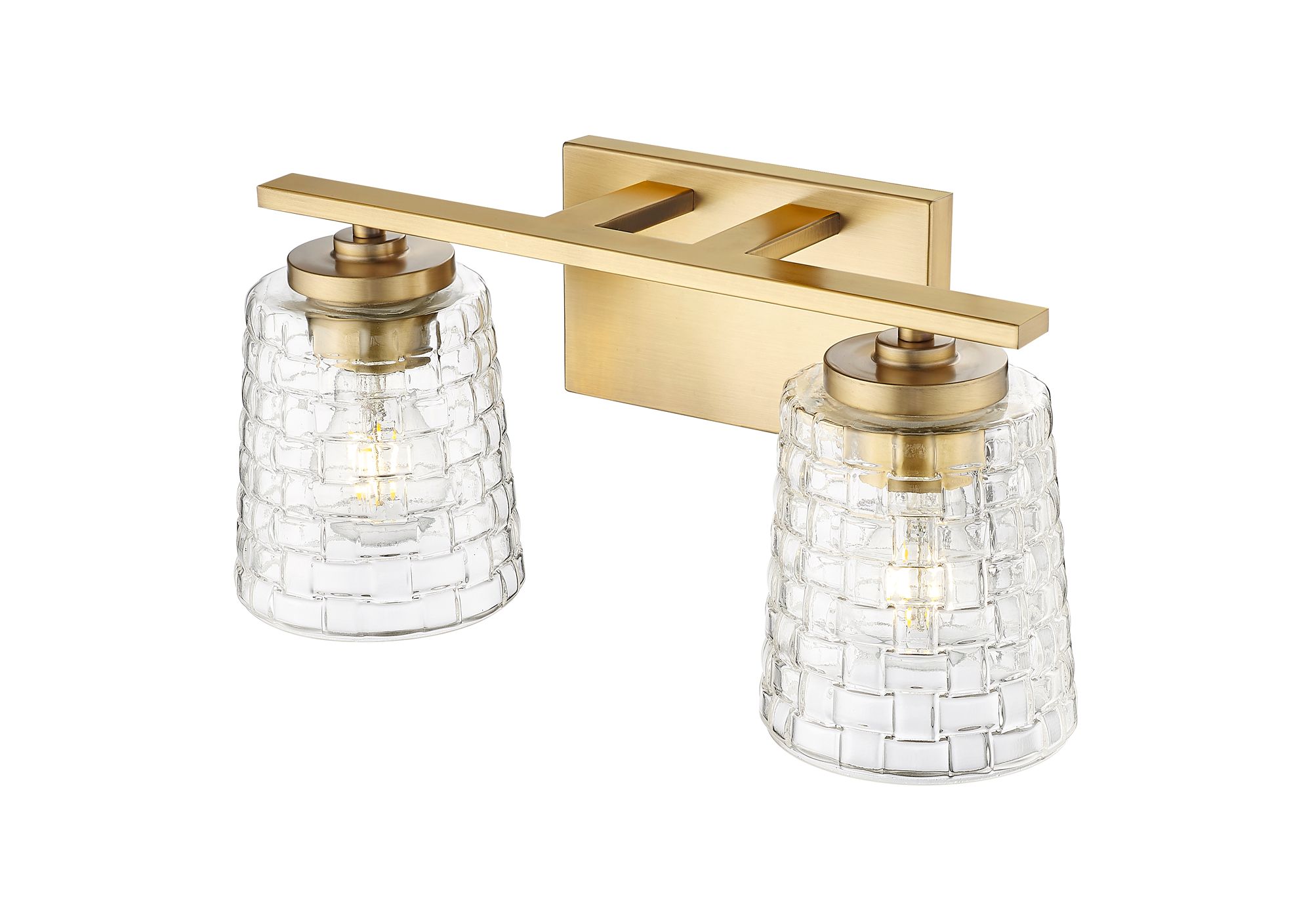 Image 5 Millennium Saben 2-Light 15" Vintage Brass Vanity Light with Glass Shade more views