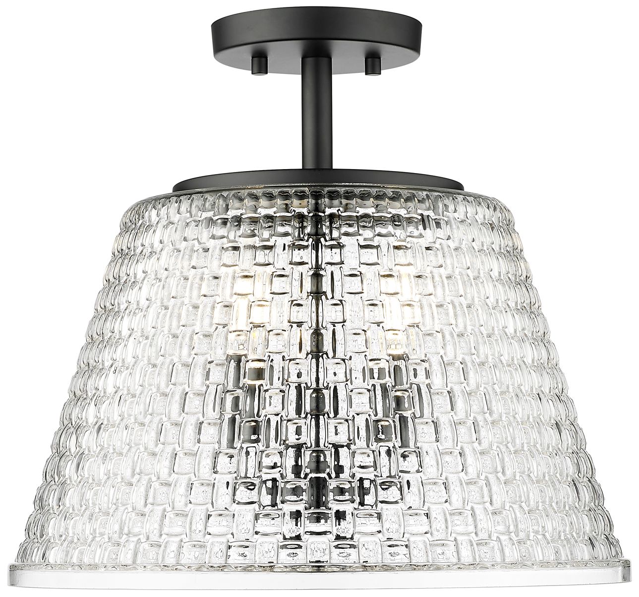Millennium Saben 3-Light 15" Matte Black Semi-Flush with Glass Shade