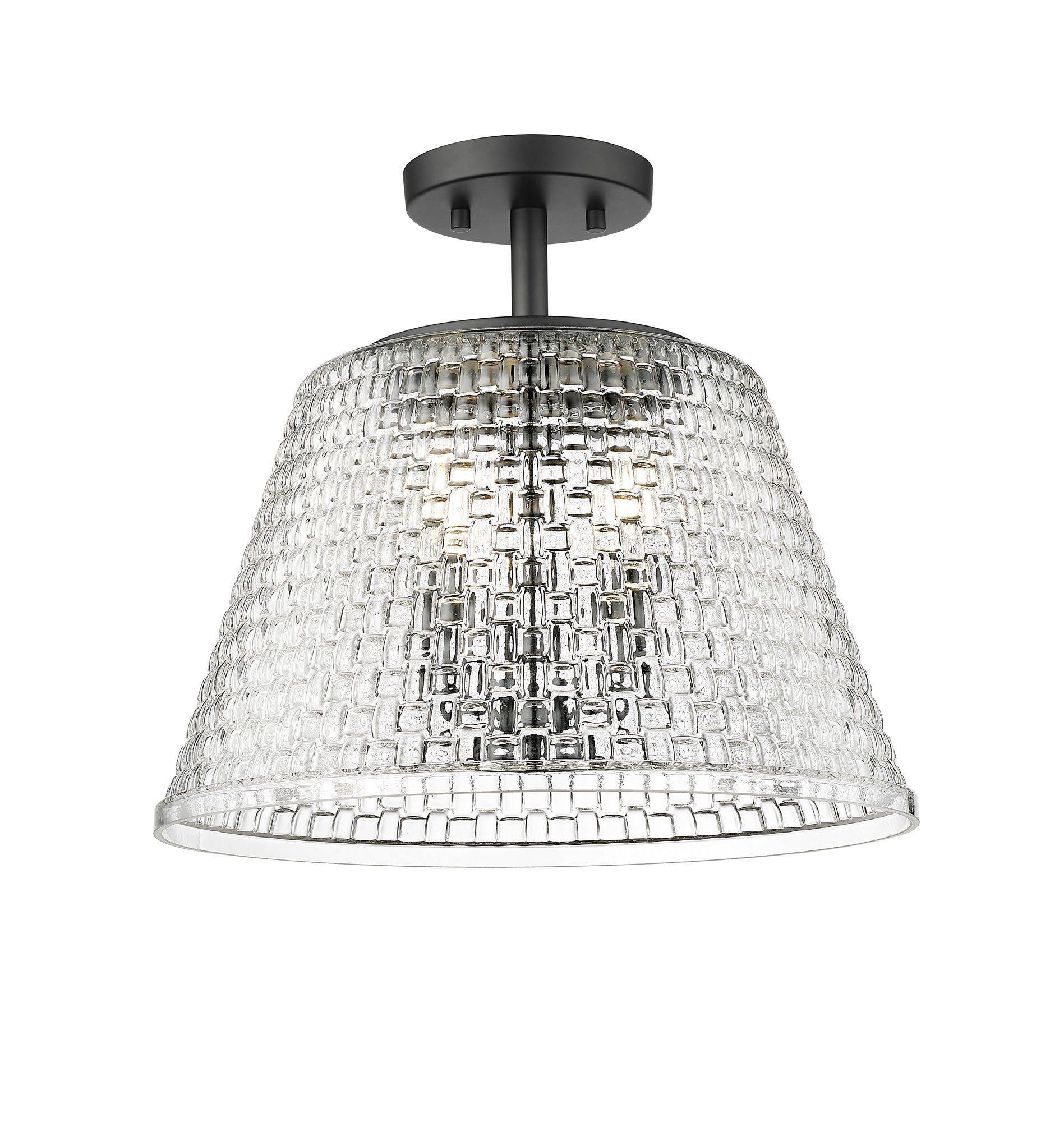 Image 3 Millennium Saben 3-Light 15" Matte Black Semi-Flush with Glass Shade more views